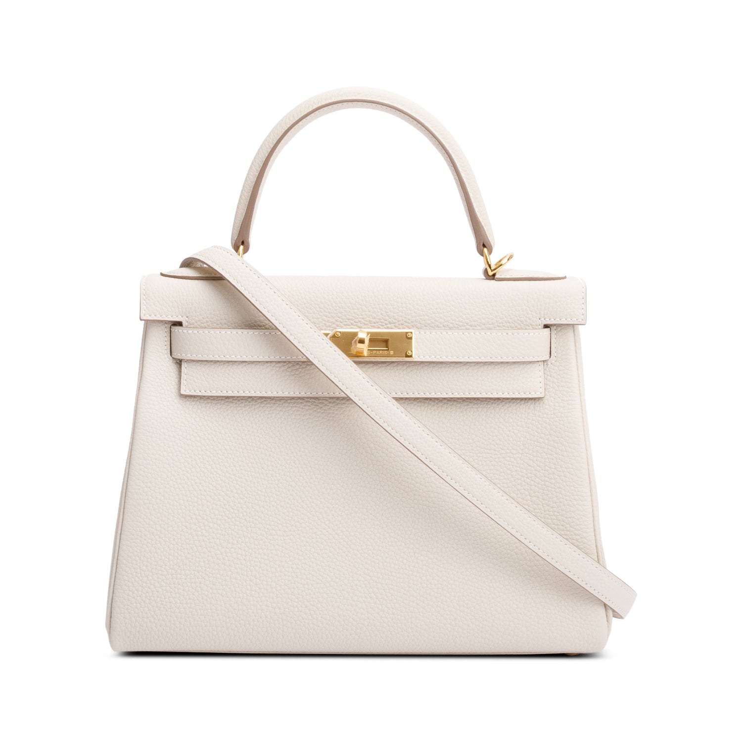 Hermes 2023 Craie Veau Togo Kelly II Retourne 28 w/ Strap & Box