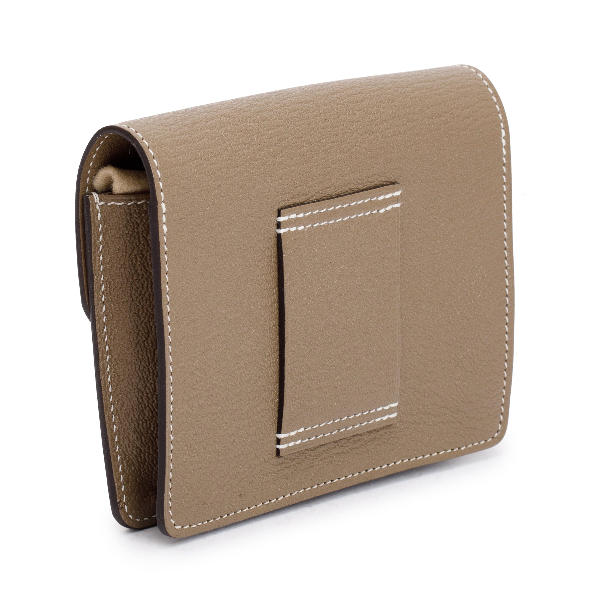 Hermes 2023 Etoupe Chevre Mysore Roulis Slim Compact Wallet w/ Box, Insert & Receipt