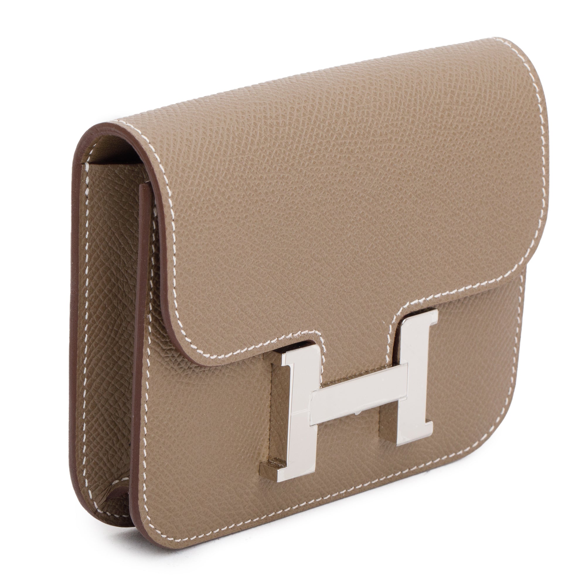 Hermes 2023 Etoupe Veau Epsom Constance Slim Compact Wallet w/ Box & Insert