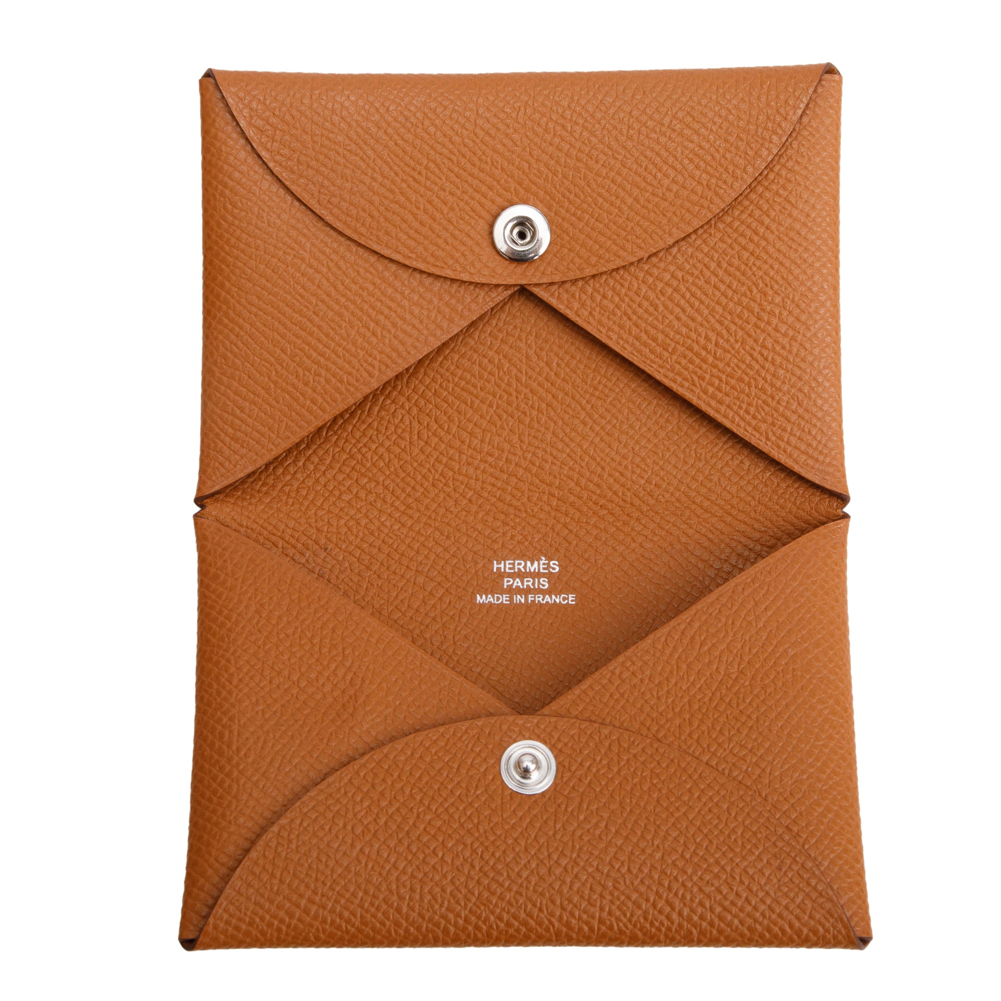 Hermes 2023 Gold Epsom Calvi Card Holder w/ Box & Receipt