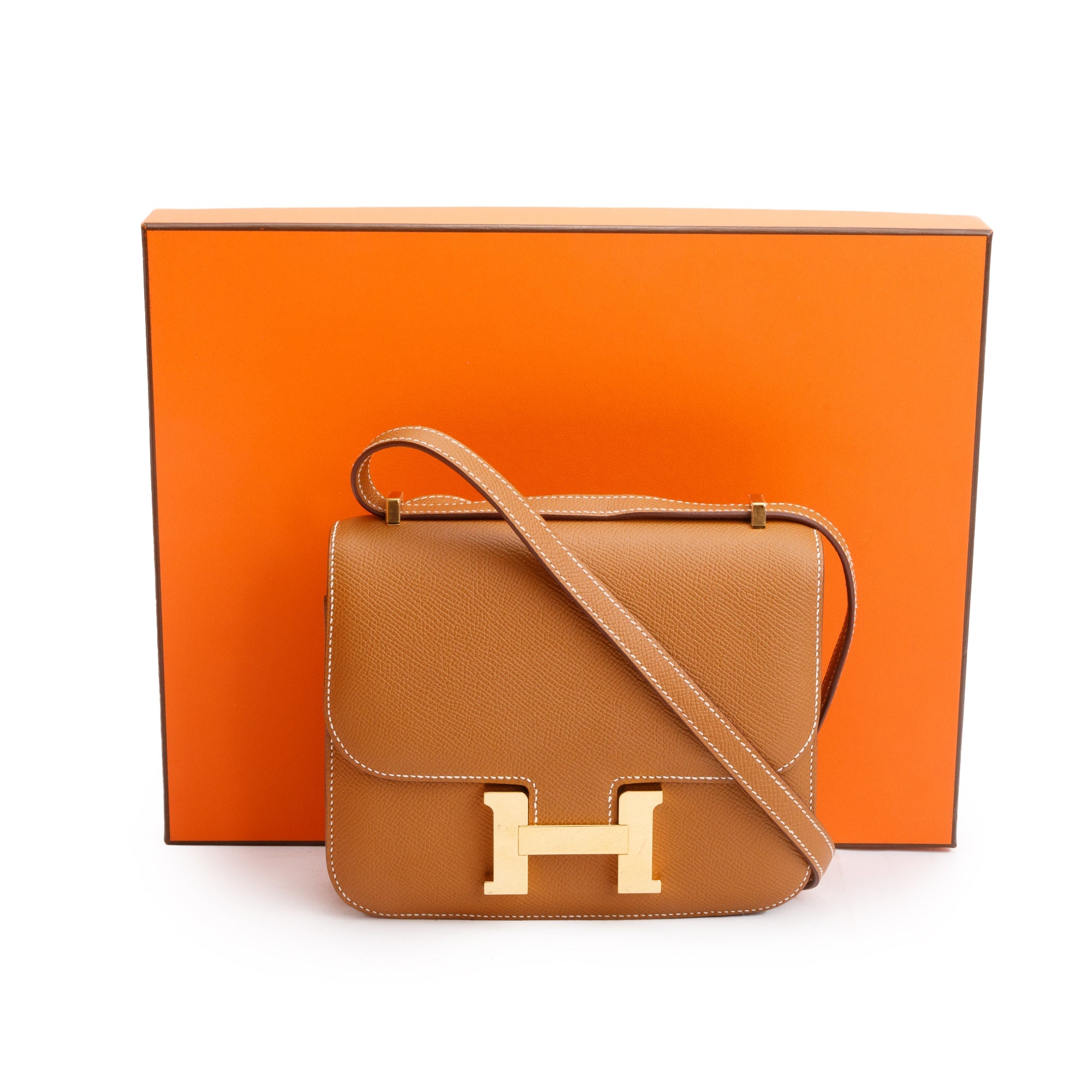 Hermes 2023 Gold Epsom Leather Mini Constance III 18 w/ Box & Receipt