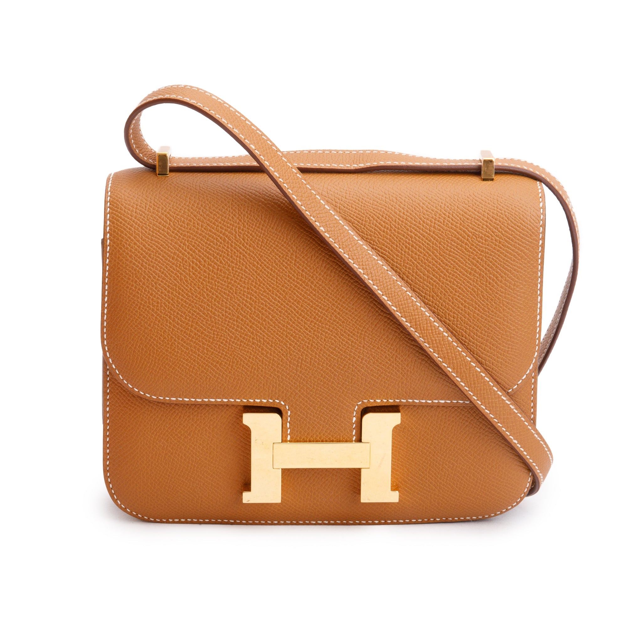 Hermes 2023 Gold Epsom Leather Mini Constance III 18 w/ Box & Receipt
