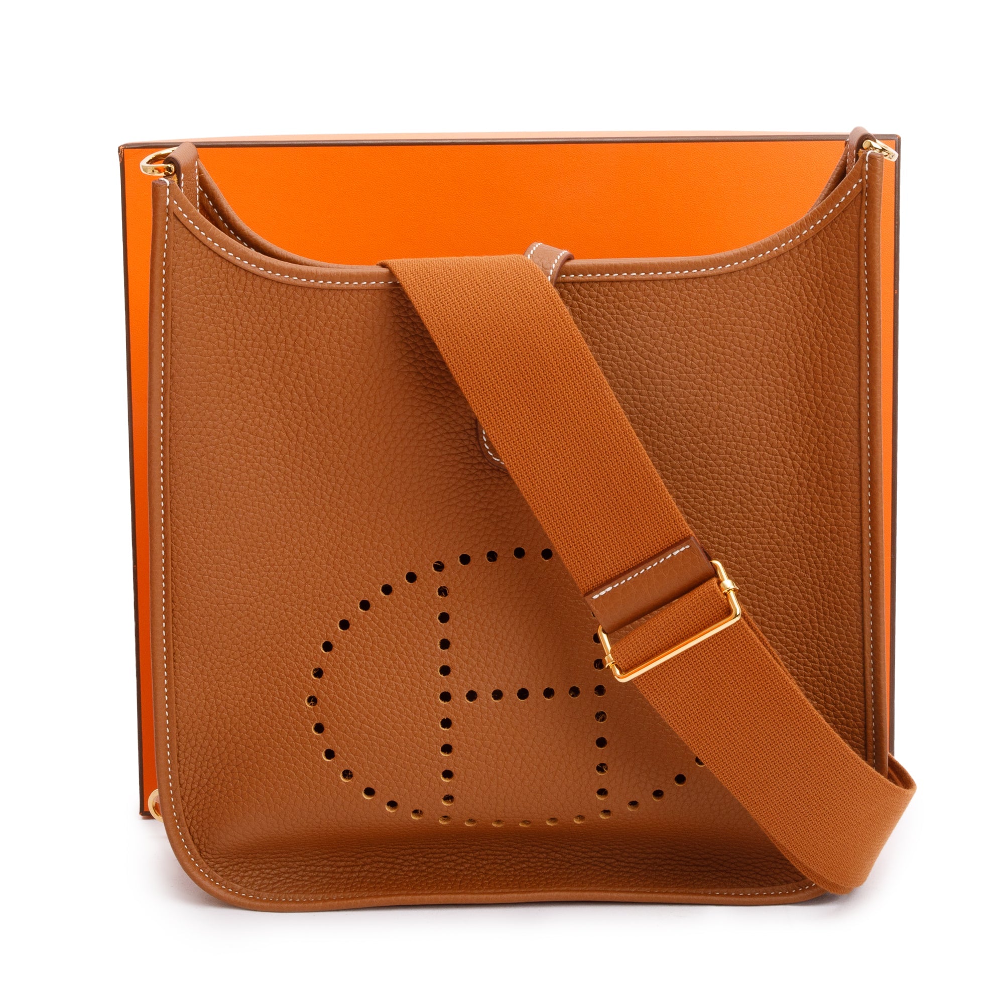 Hermes 2023 Gold Taurillon Clemence Evelyne Poche III 29 Bag w/ Box