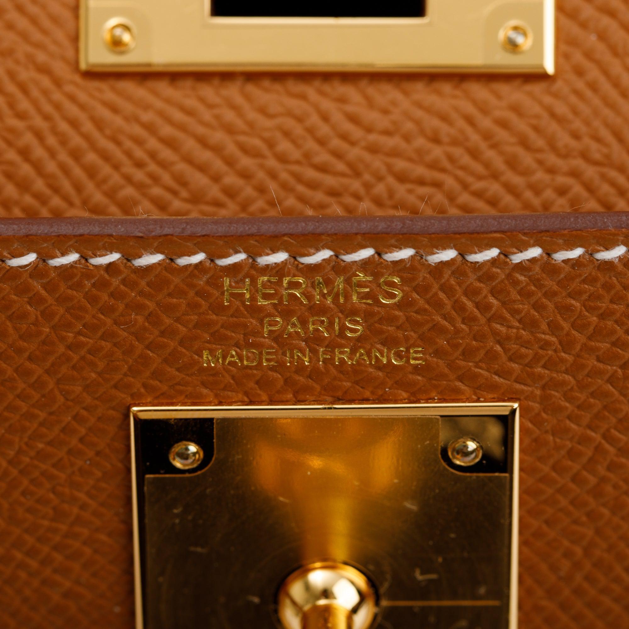 Hermes 2023 Gold Veau Epsom Kelly II Sellier 28 w/ Box & Receipt