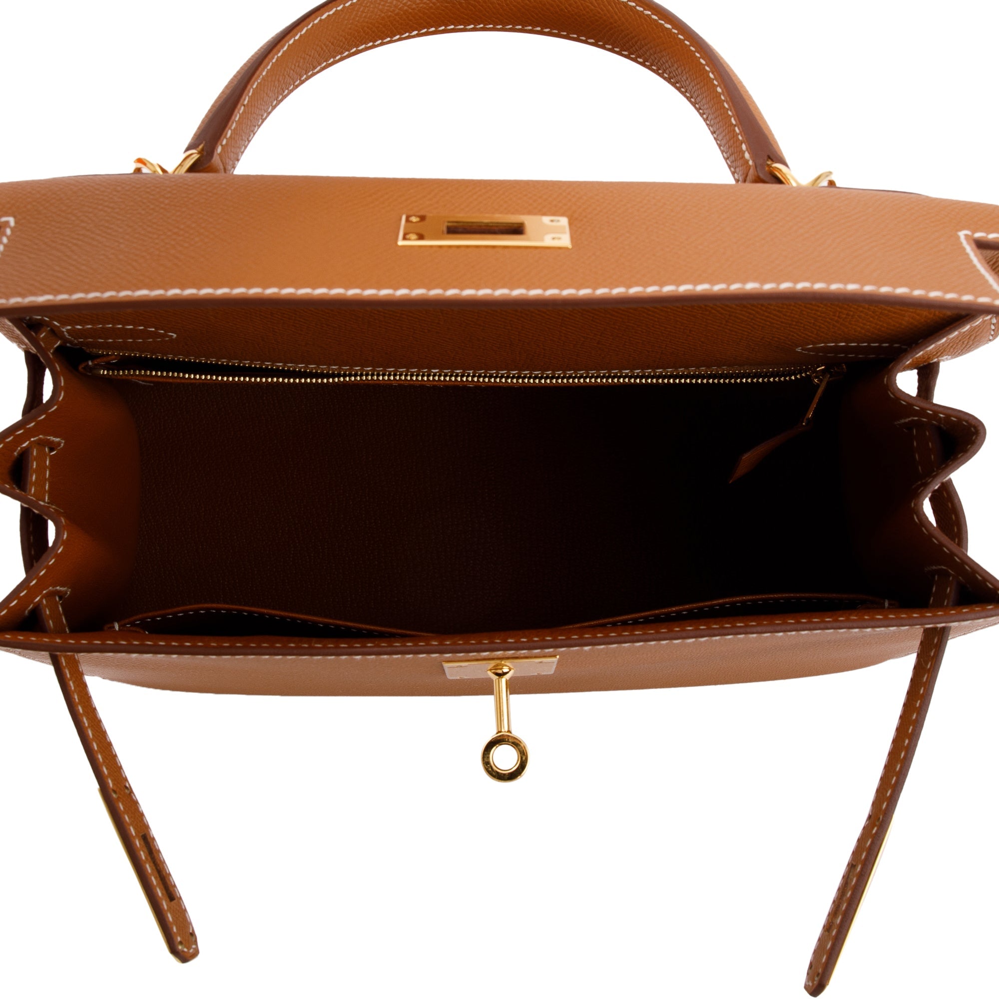 Hermes 2023 Gold Veau Epsom Kelly II Sellier 28 w/ Box & Receipt