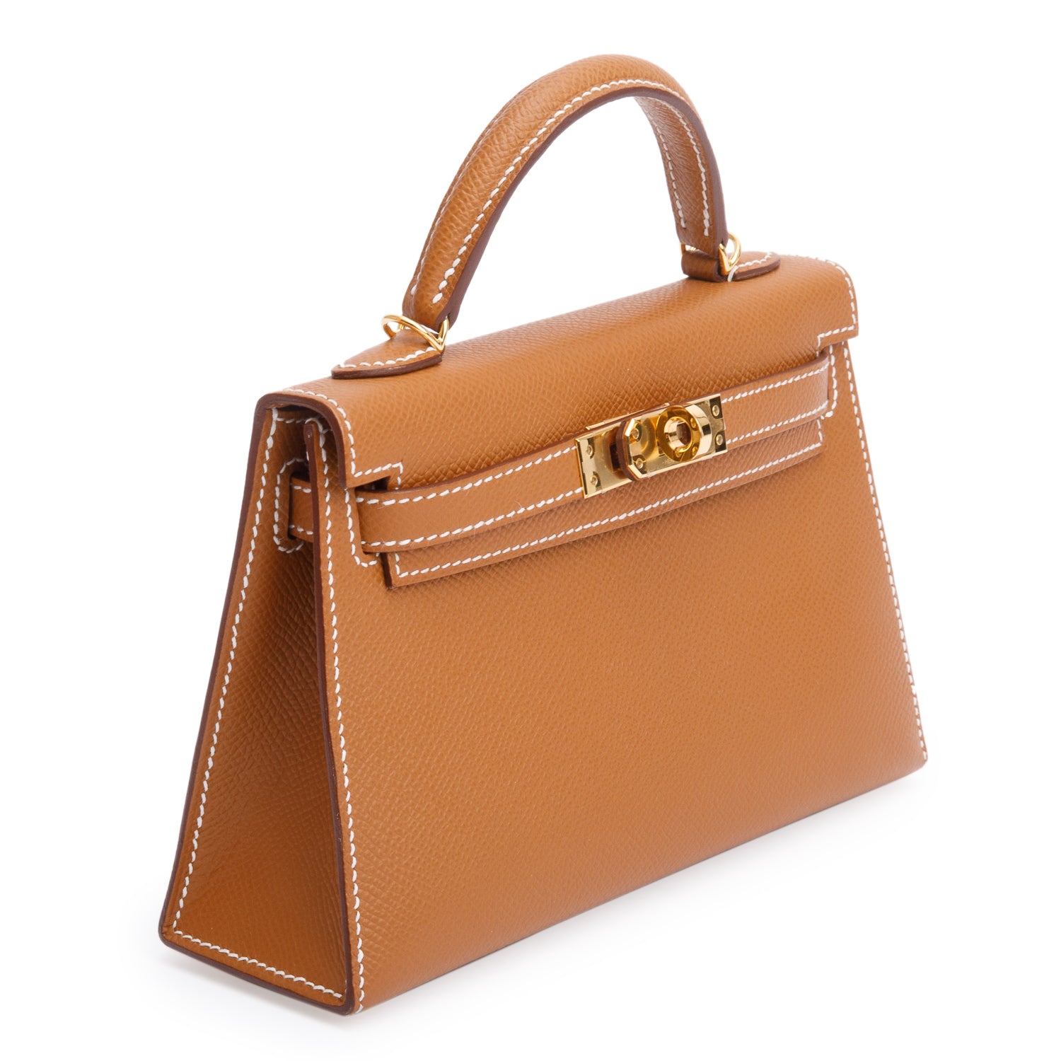 Hermes 2023 Gold Veau Epsom Leather Mini Kelly II Sellier 20 w/ Box & Strap