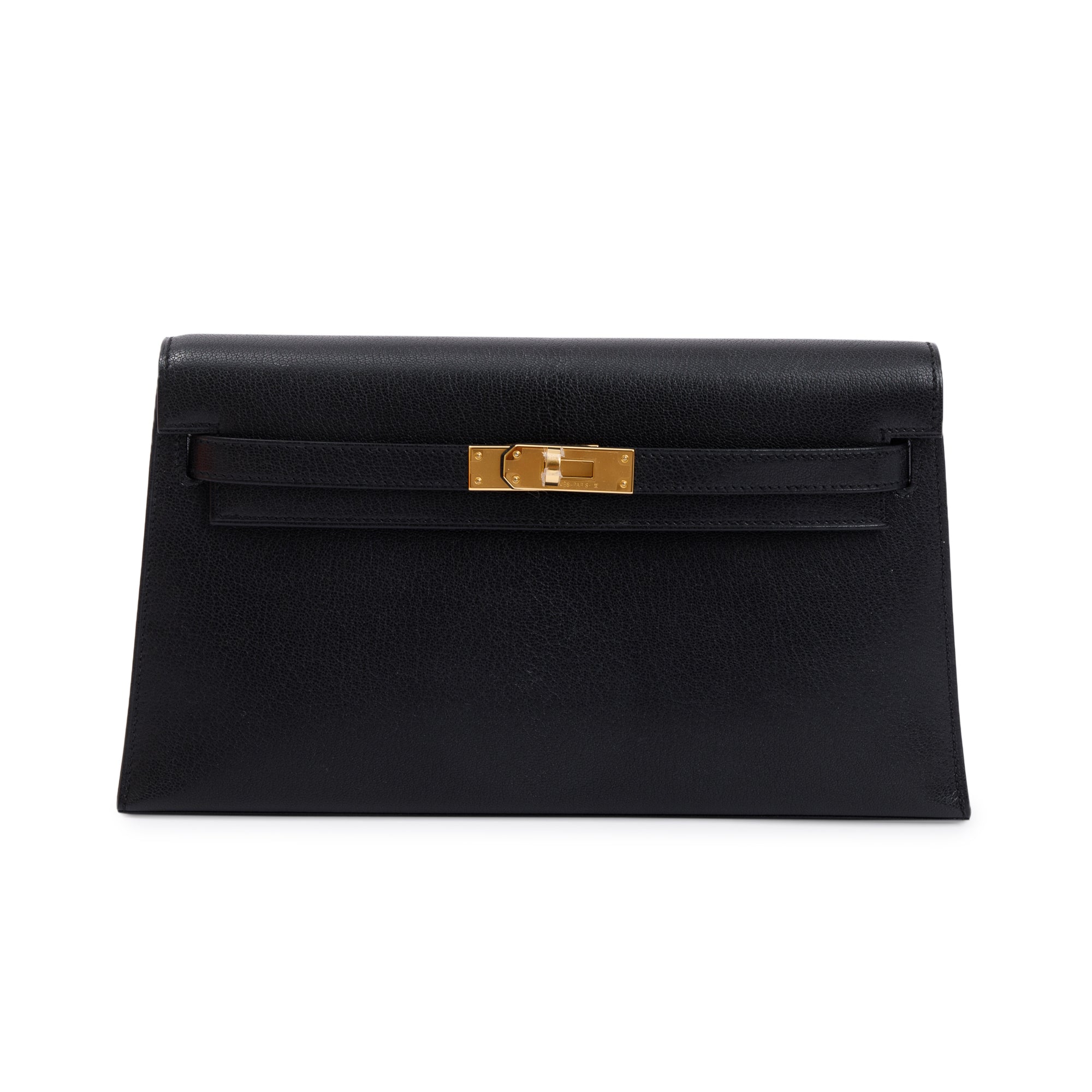 Hermes 2023 Noir Chevre Chamkila Leather Kelly Elan w/ Strap & Box