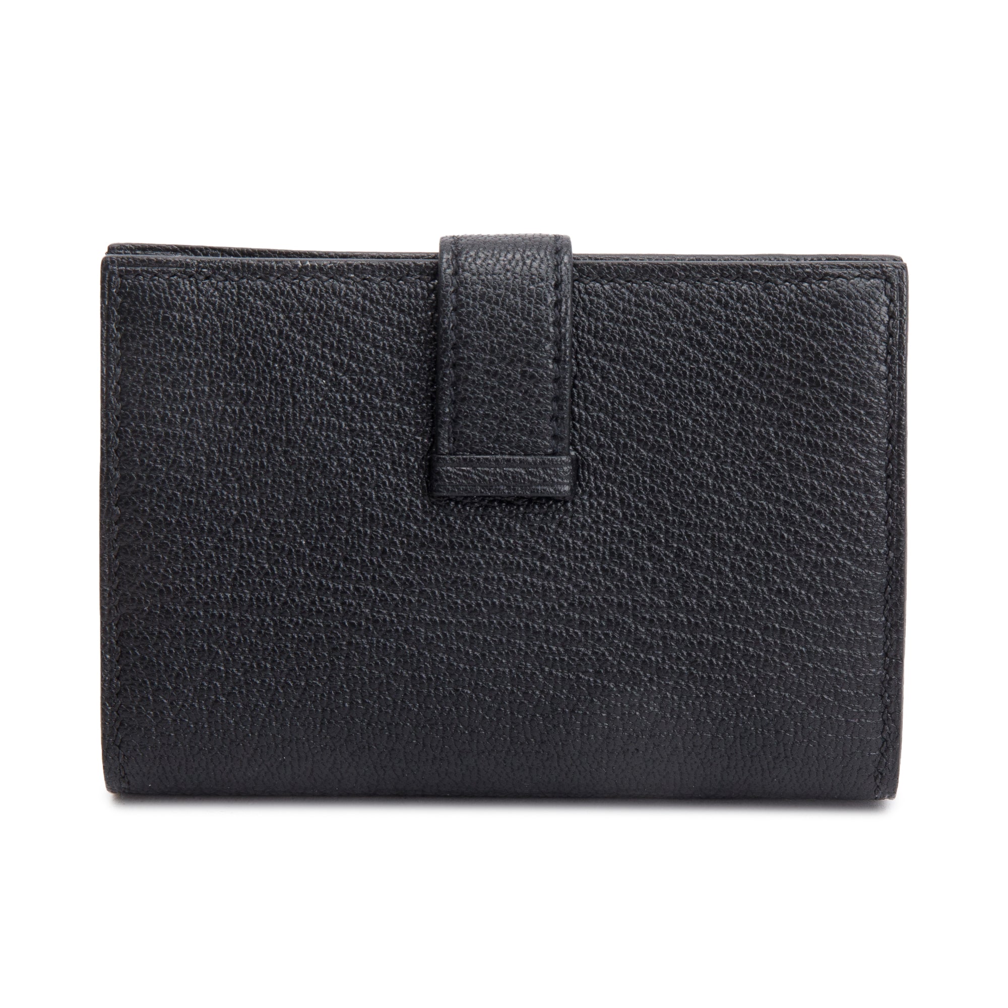 Hermes 2023 Noir Chvre Mysore Leather Mini Bearn Wallet w/ Box