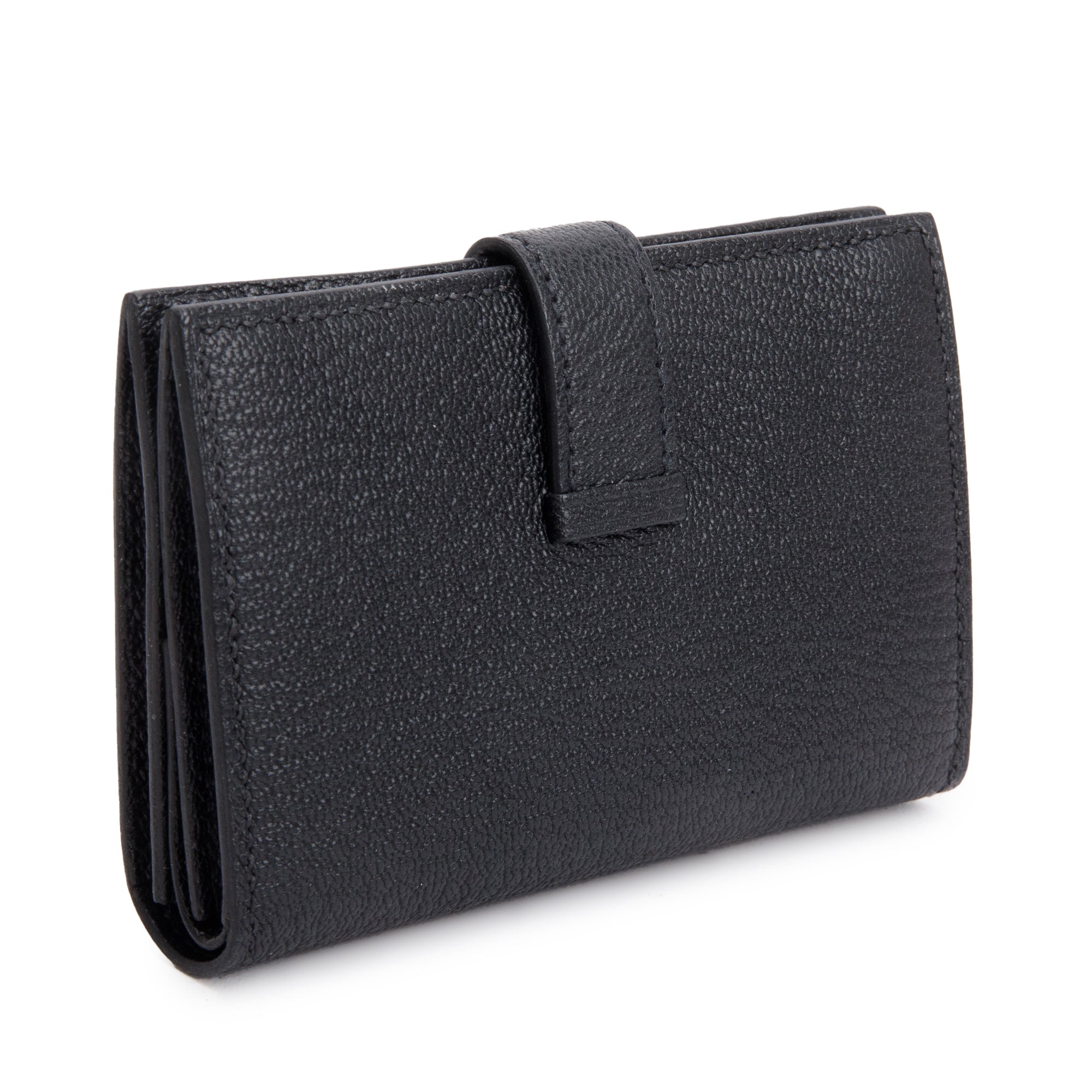 Hermes 2023 Noir Chvre Mysore Leather Mini Bearn Wallet w/ Box