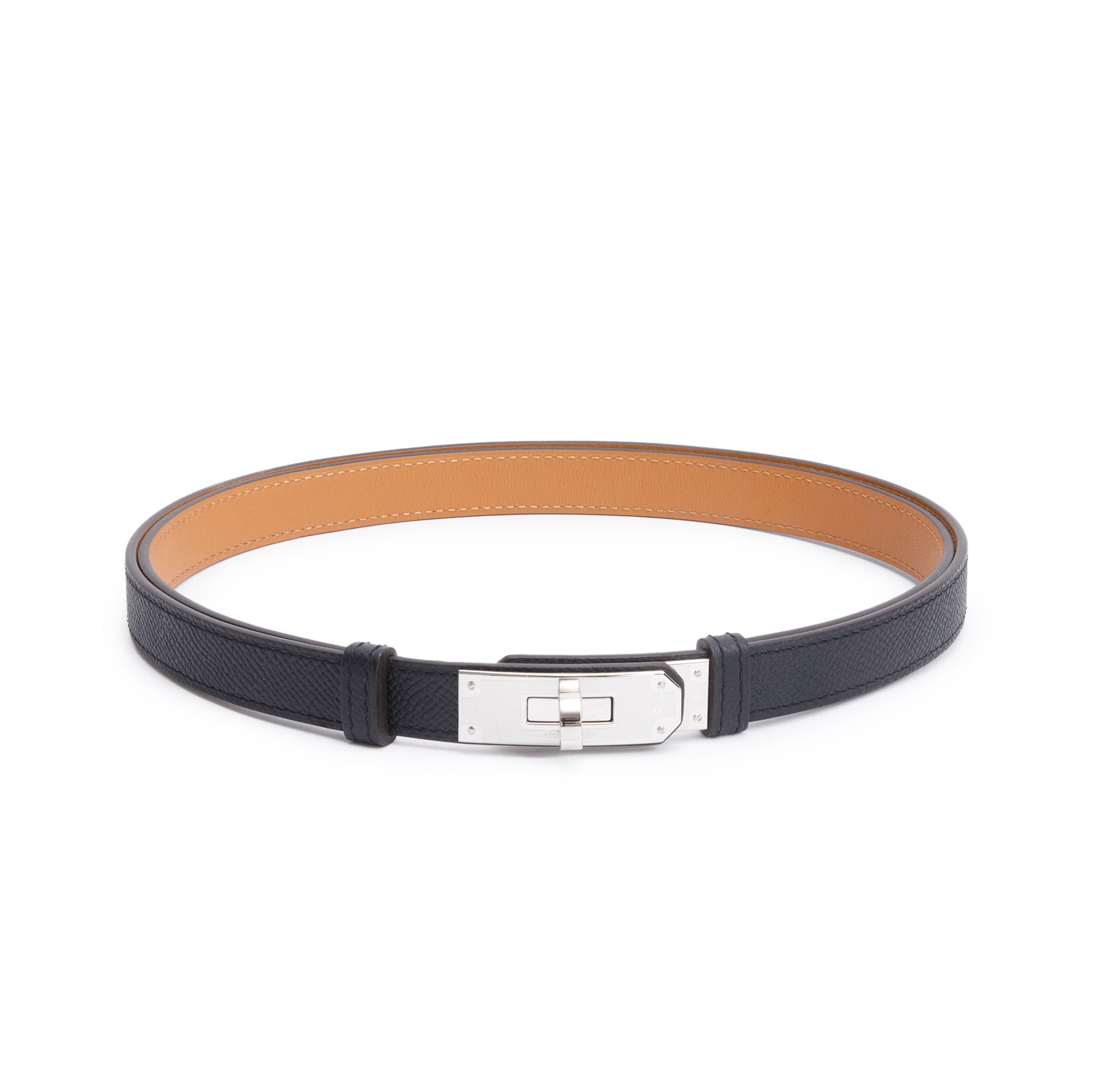Hermes 2023 Noir Epsom Leather Kelly 18 Belt w/ Box
