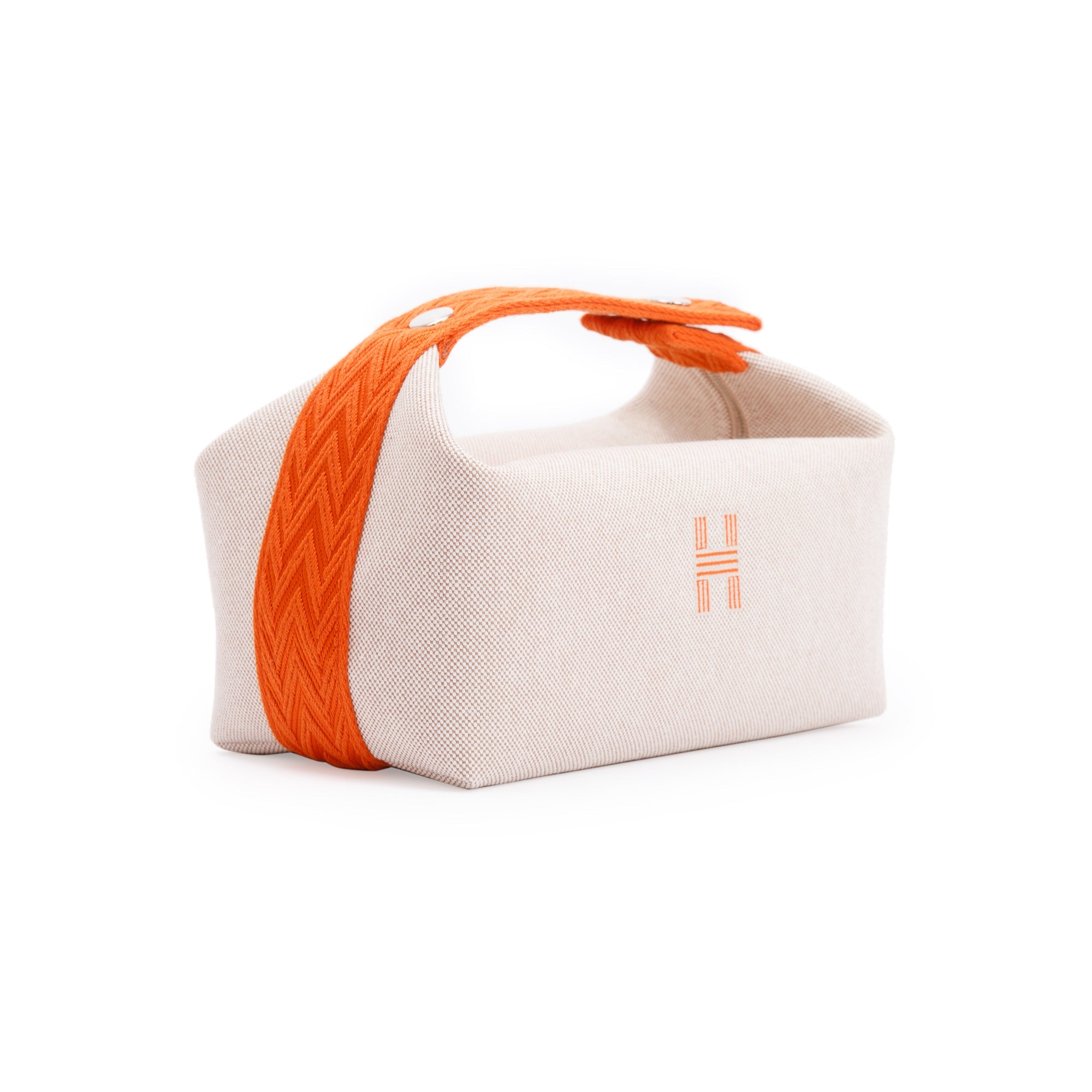 Hermes 2023 Small Beige/Orange Toile Bride-A-Brac Case w/ Box & Receipt