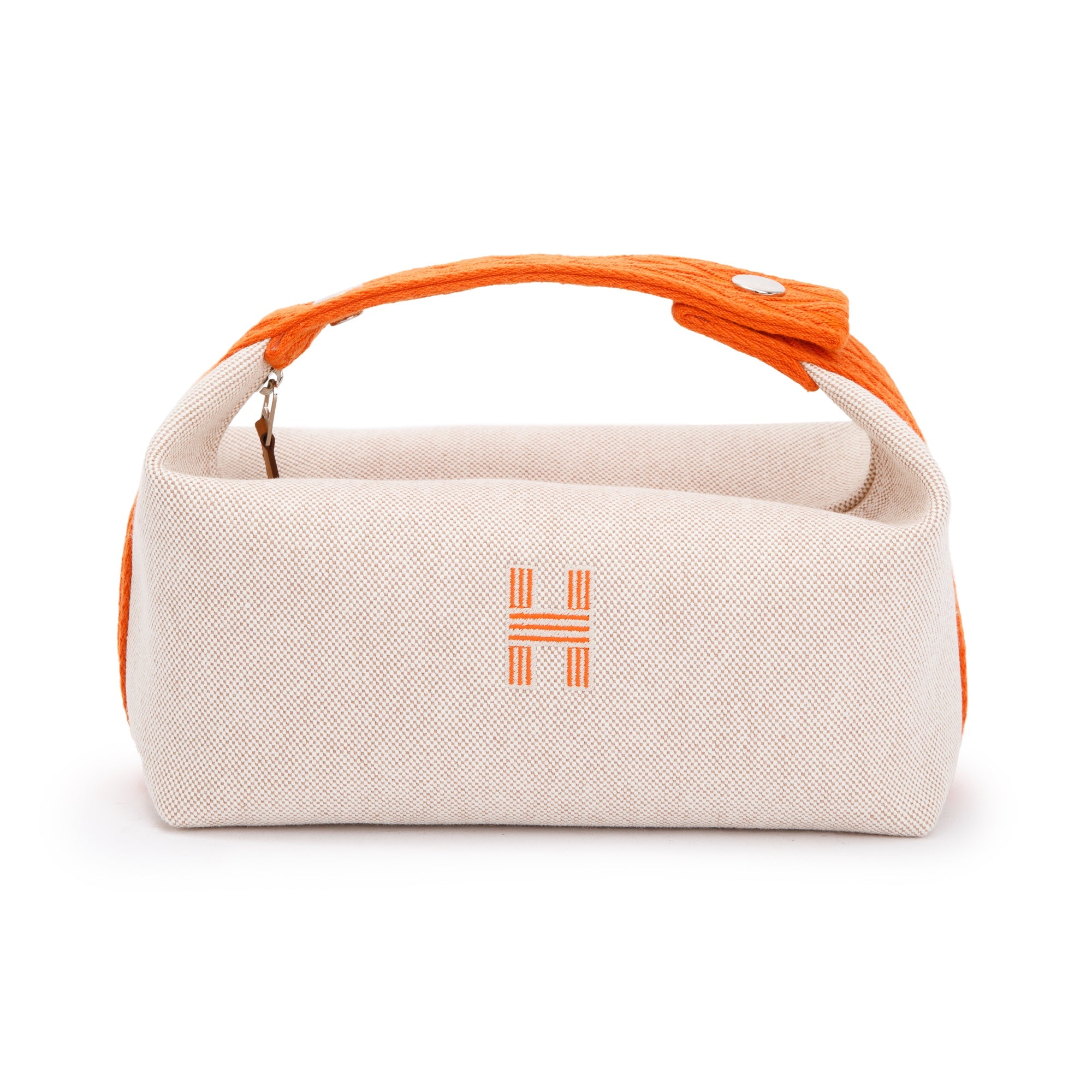 Hermes 2023 Small Beige/Orange Toile Bride-A-Brac Case w/ Receipt