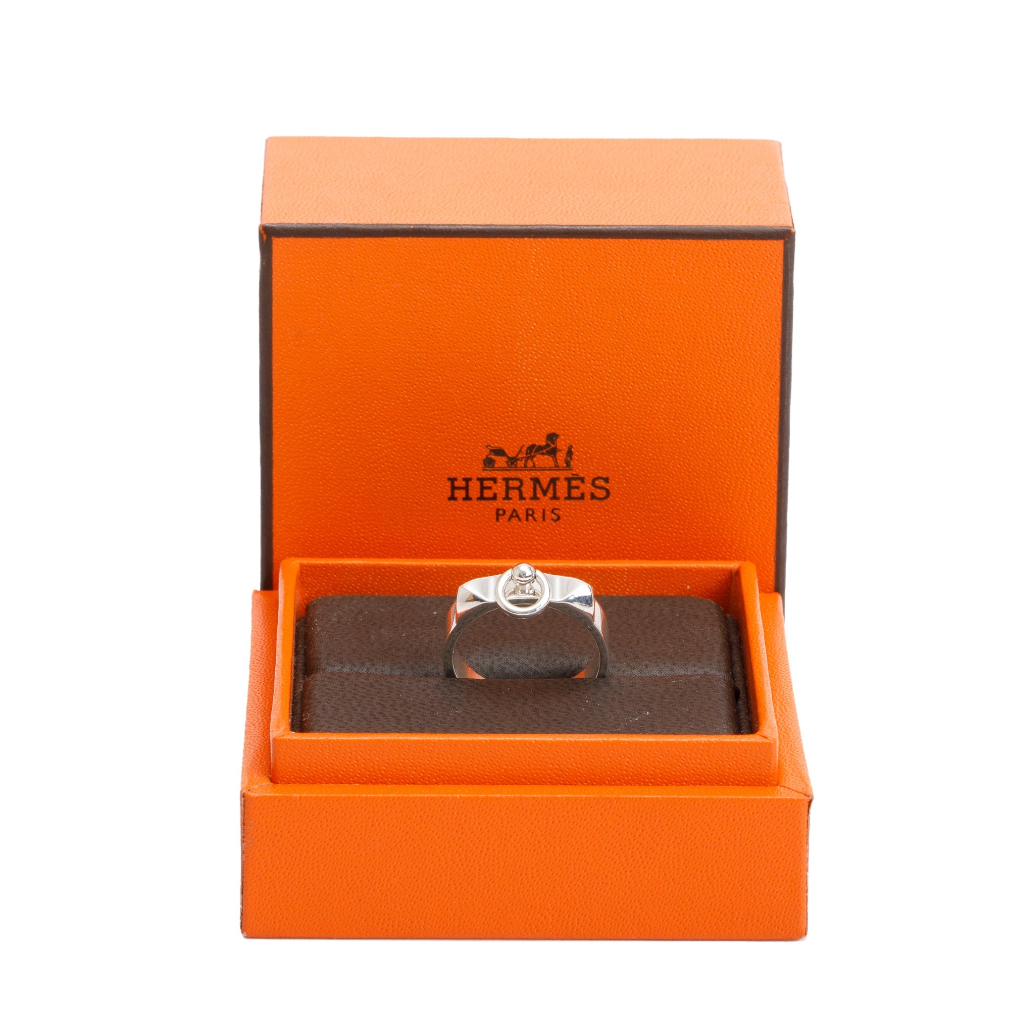 Hermes 2023 Sterling Silver Collier de Chien Ring, Small Model Size 54 7 w/ Box & Receipt