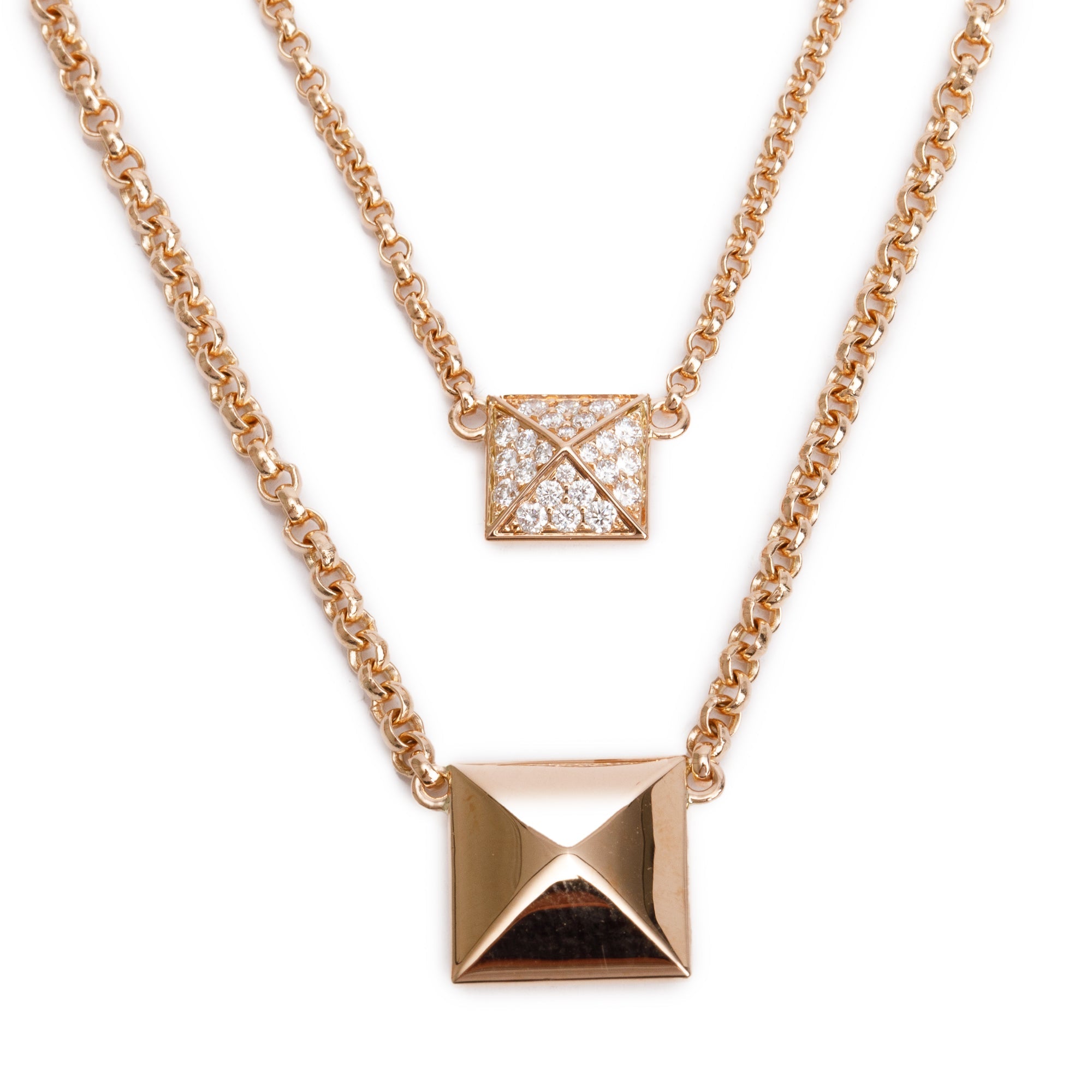 Hermes 2024 18k Rose Gold Diamond Clou D'H Pendant Necklace w/ Box & Receipt