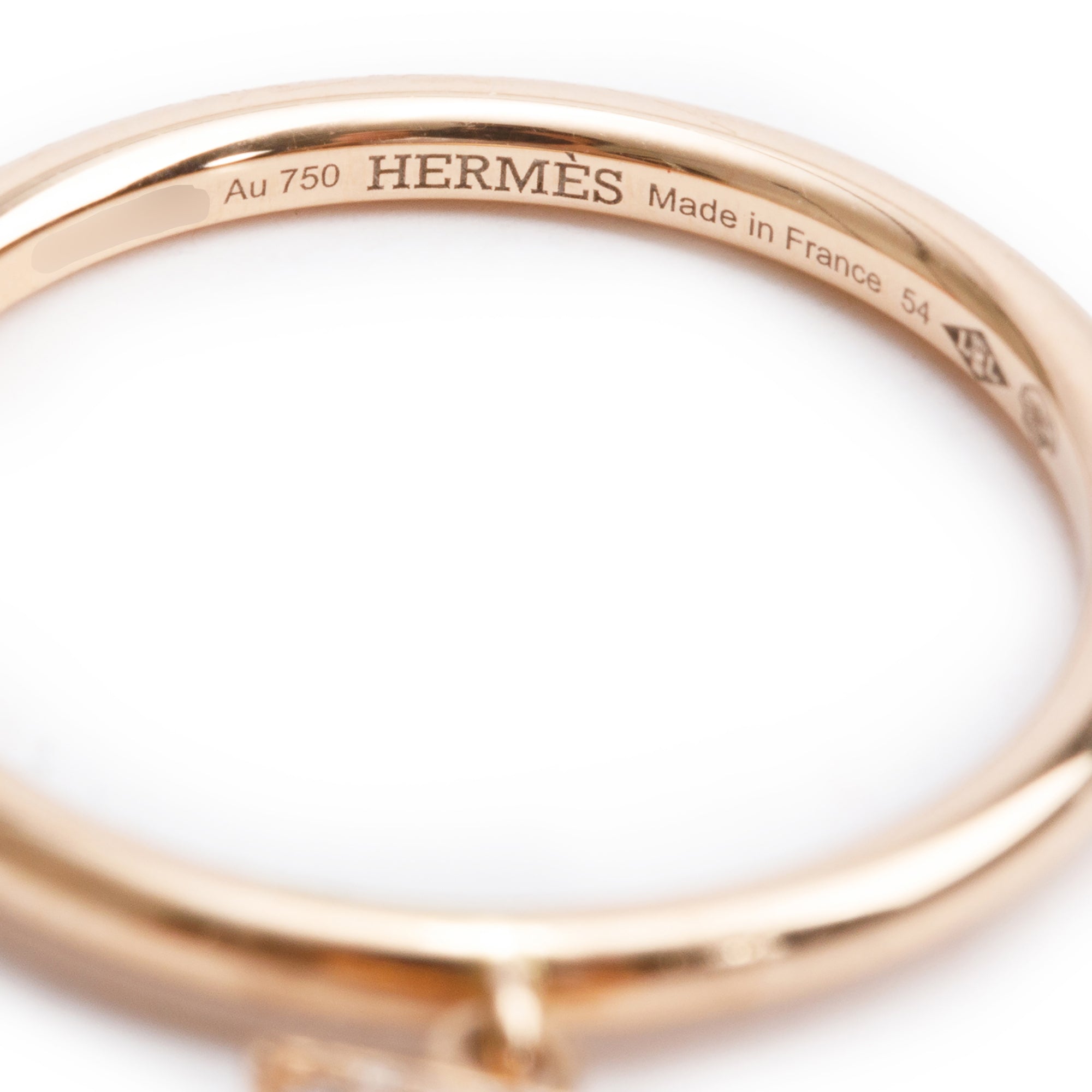 Hermes 2024 18k Rose Gold Diamond Clou d'H Ring, Small Model Size 54 6.75 w/ Box & Certificate