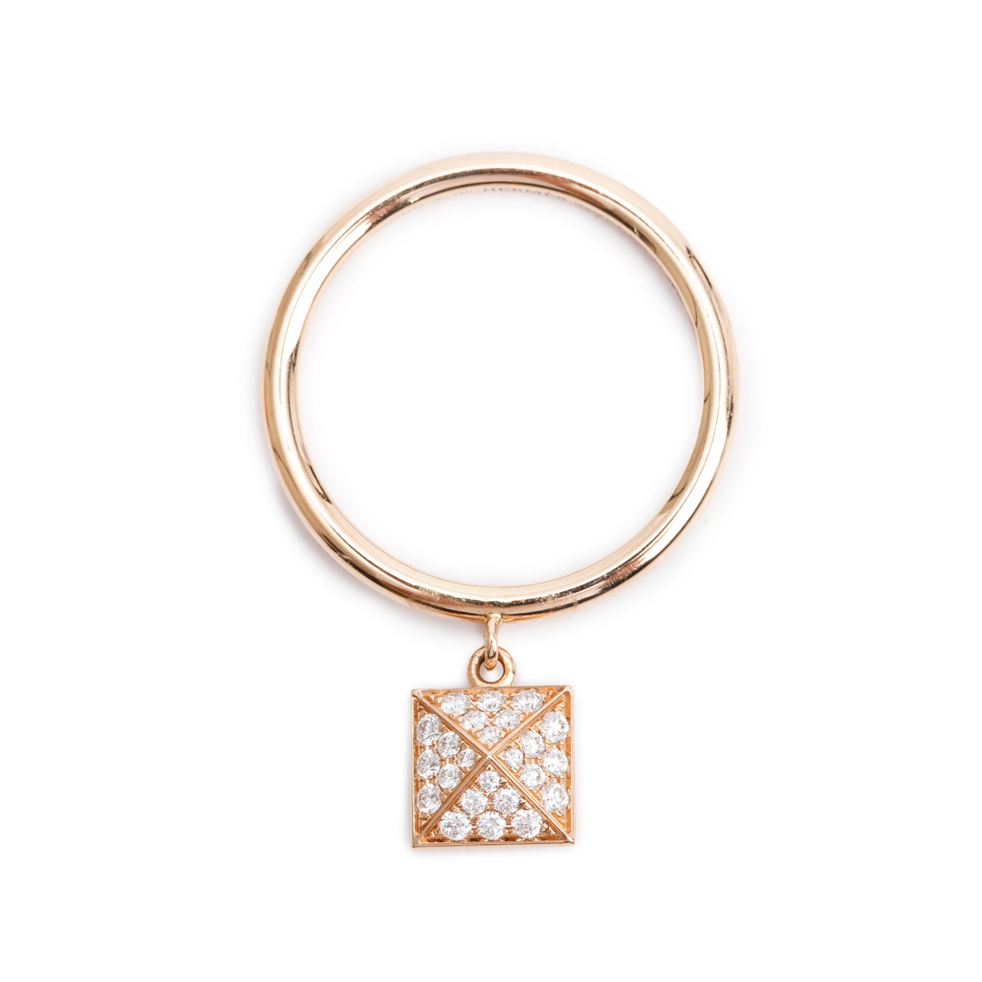 Hermes 2024 18k Rose Gold Diamond Clou d'H Ring, Small Model Size 54 6.75 w/ Box & Certificate