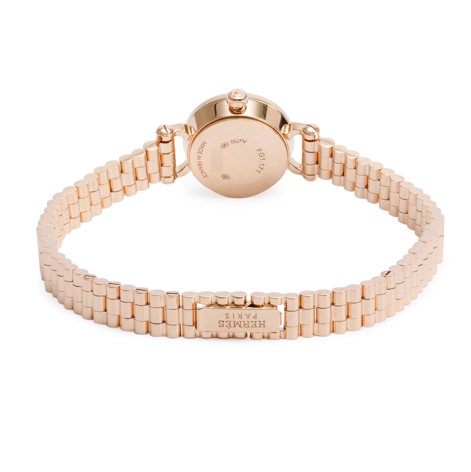 Hermes 2024 18k Rose Gold & Diamond Faubourg 15 MM Watch, Mini Model w/ Box & Receipt