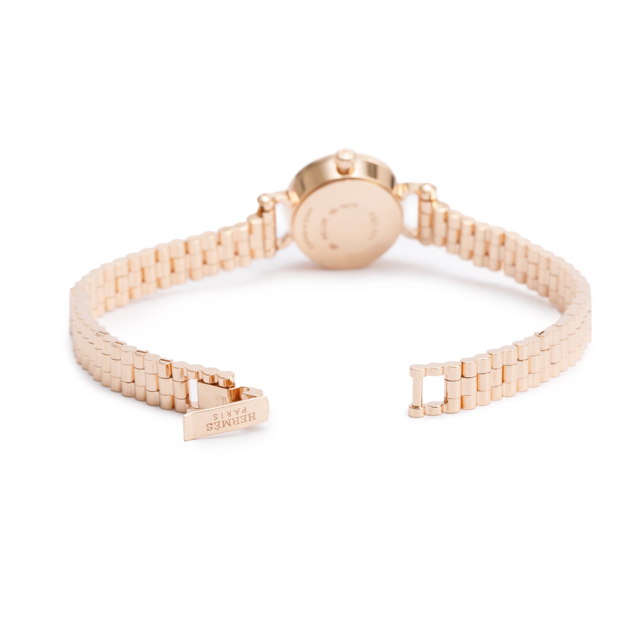 Hermes 2024 18k Rose Gold & Diamond Faubourg 15 MM Watch, Mini Model w/ Box & Receipt