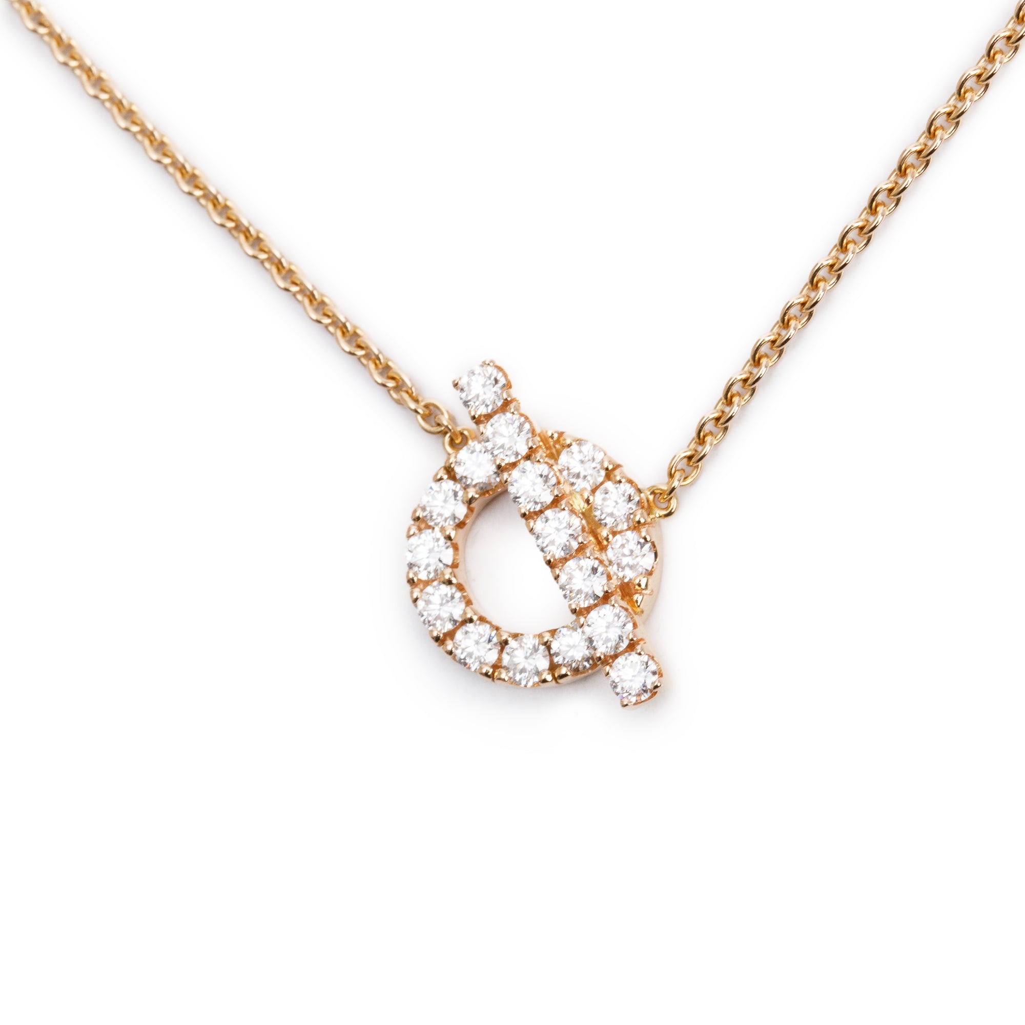 Hermes 2024 18k Rose Gold Diamond Finesse Pendant Necklace w/ Box & Receipt