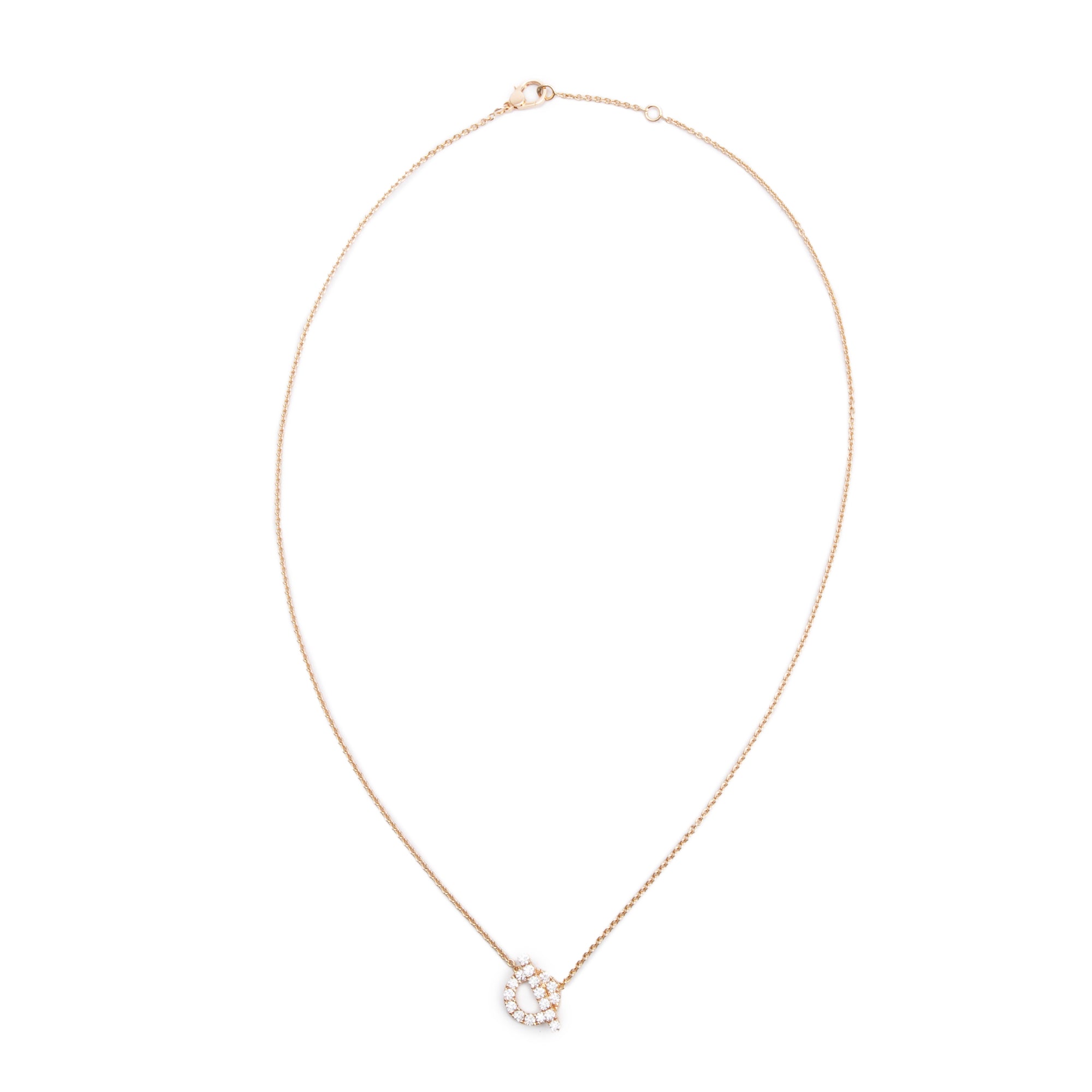Hermes 2024 18k Rose Gold Diamond Finesse Pendant Necklace w/ Box & Receipt