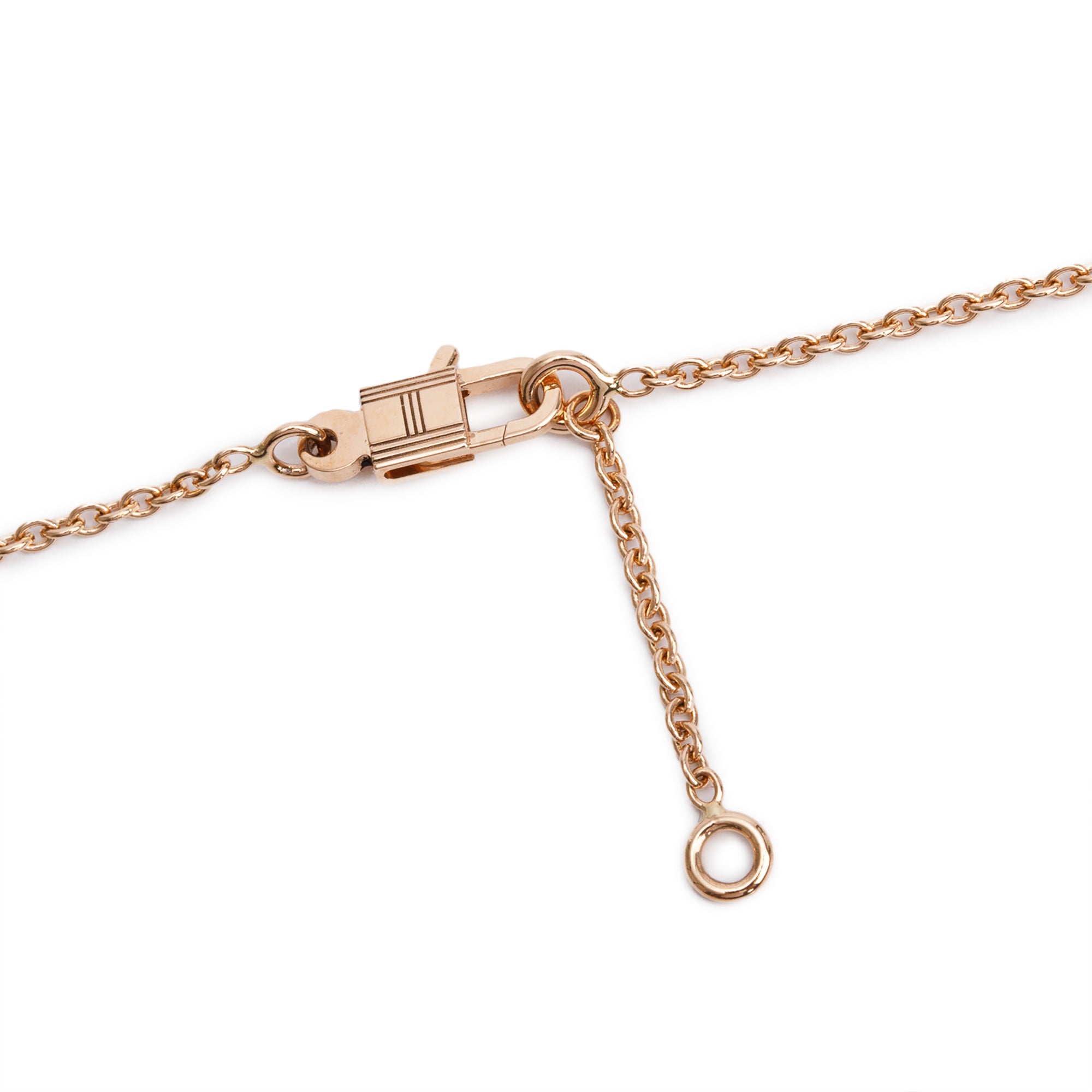 Hermes 2024 18k Rose Gold Pink Sapphire Amulettes Constance Pendant Necklace w/ Box & Certificate