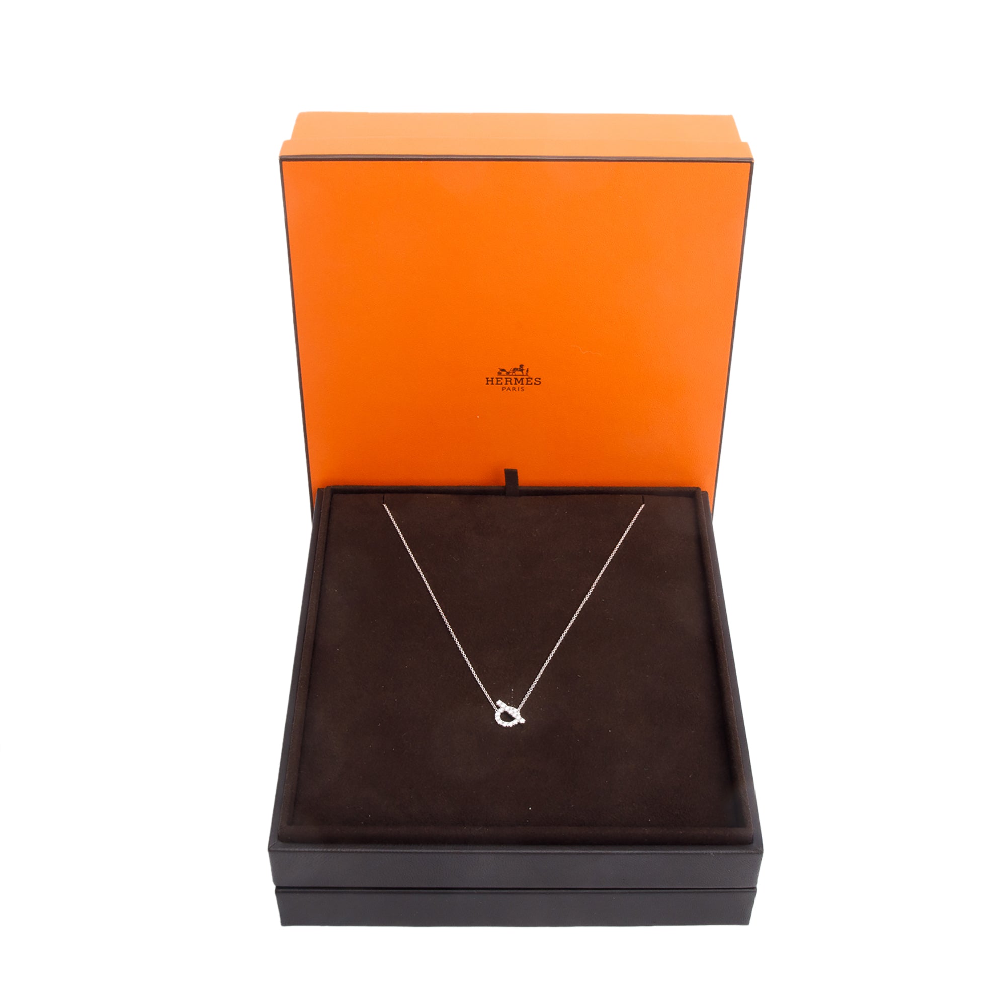 Hermes 2024 18k White Gold Diamond Finesse Pendant Necklace w/ Box & Certificate