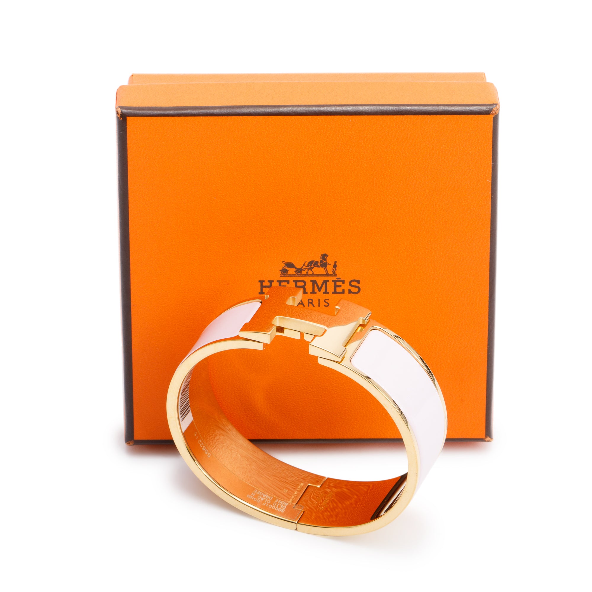 Hermes 2024 Gold-Plated Pink Enamel Clic Clac H Bracelet w/ Box & Receipt