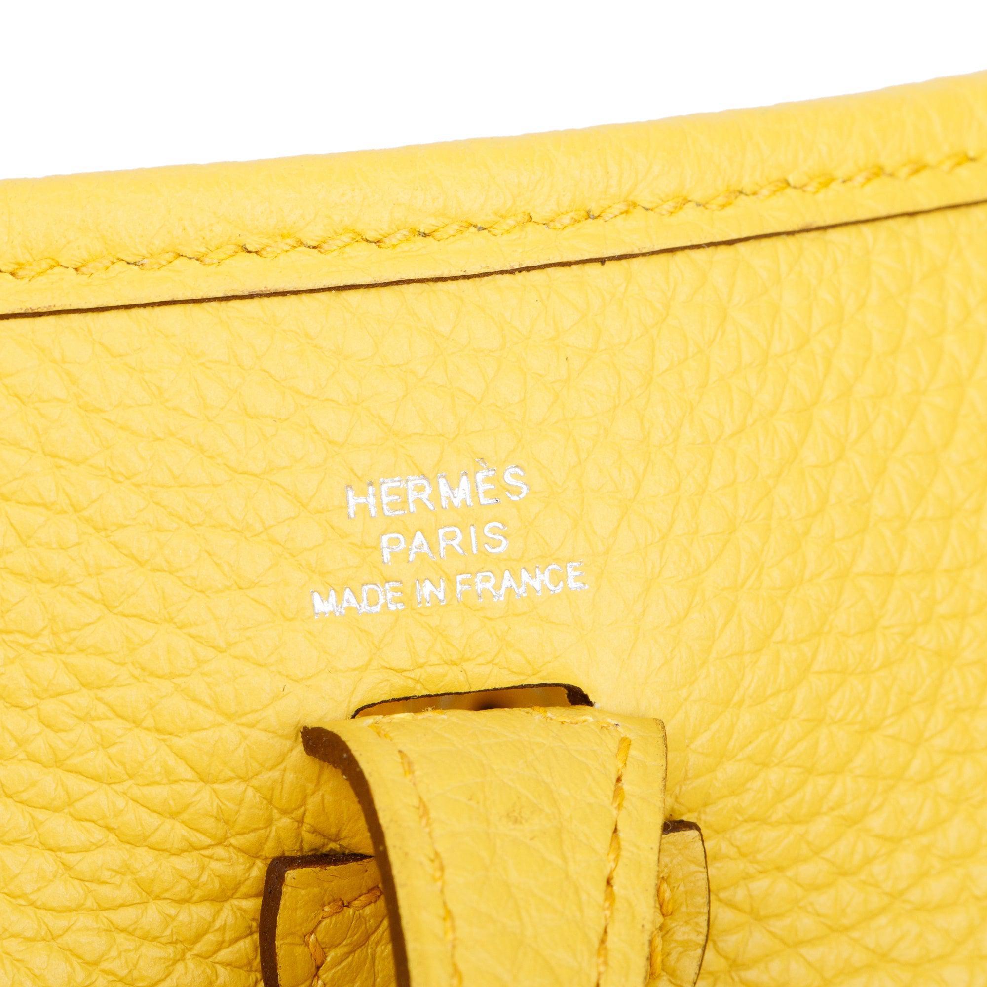 Hermes 2024 Jaune Taurilon Clemence Evelyne TPM 16 w/ Box & Strap