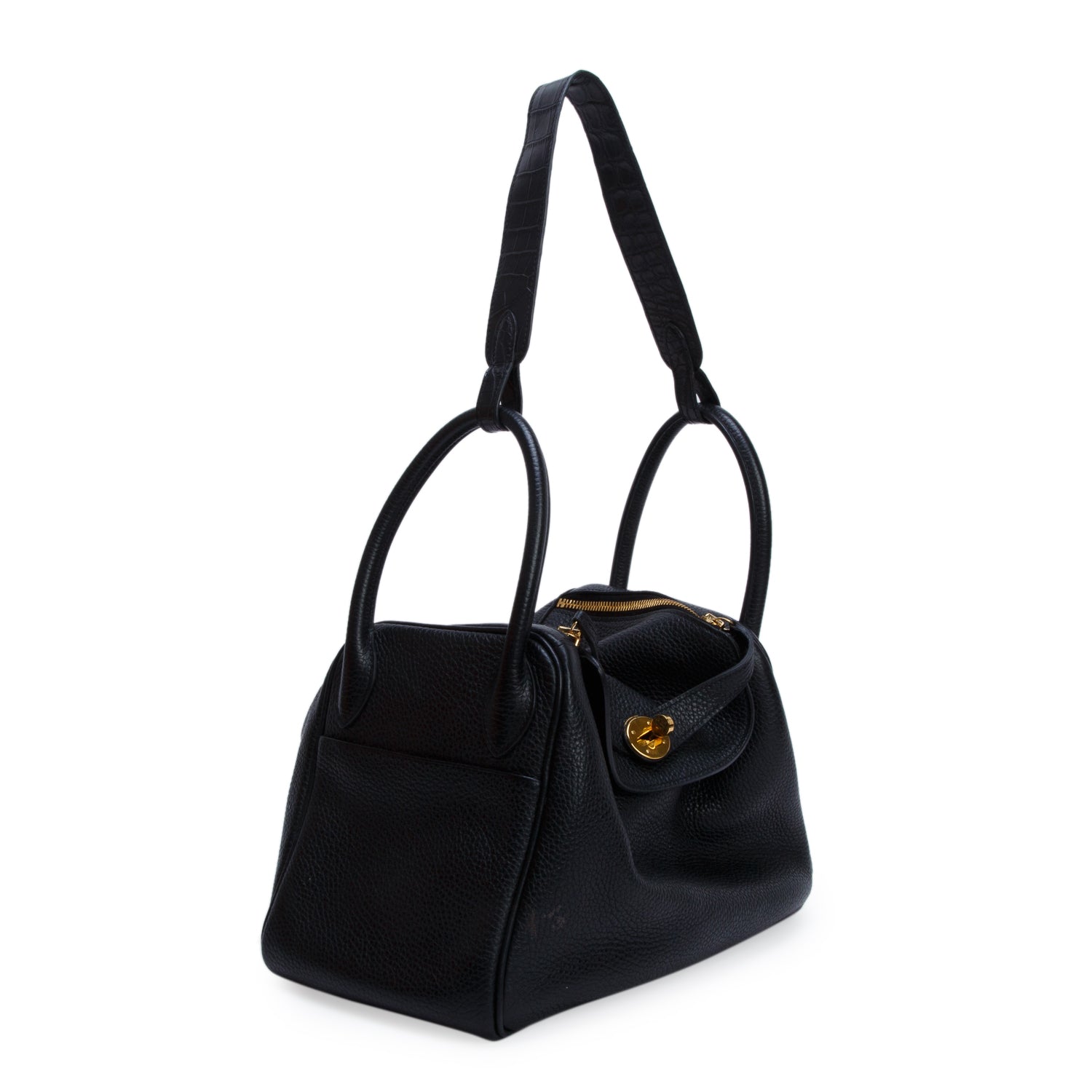Hermes Noir Taurillon Clemence Crocodile Niloticus Lindy Touch 30