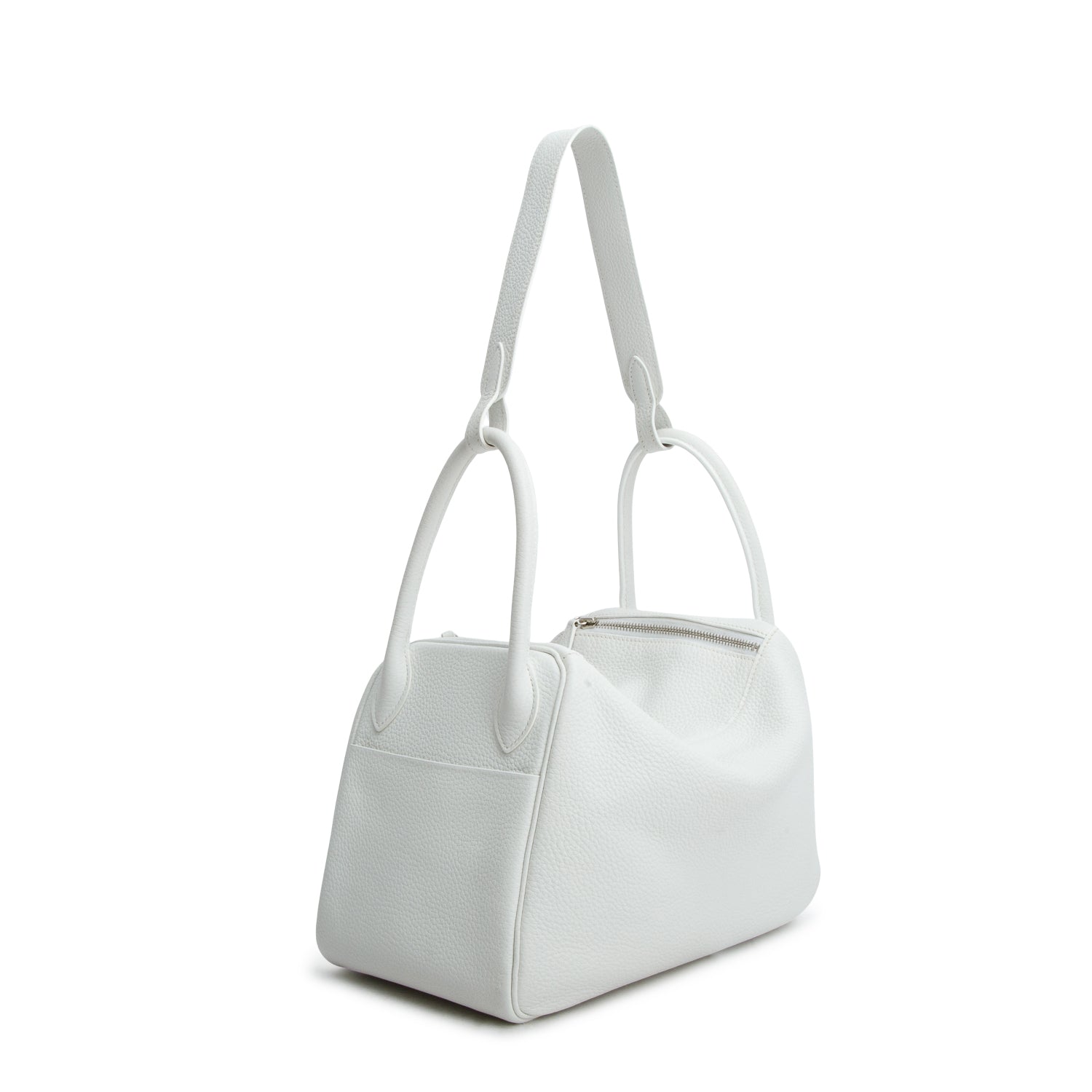 Hermes Blanc Taurillon Clemence Leather Lindy 30