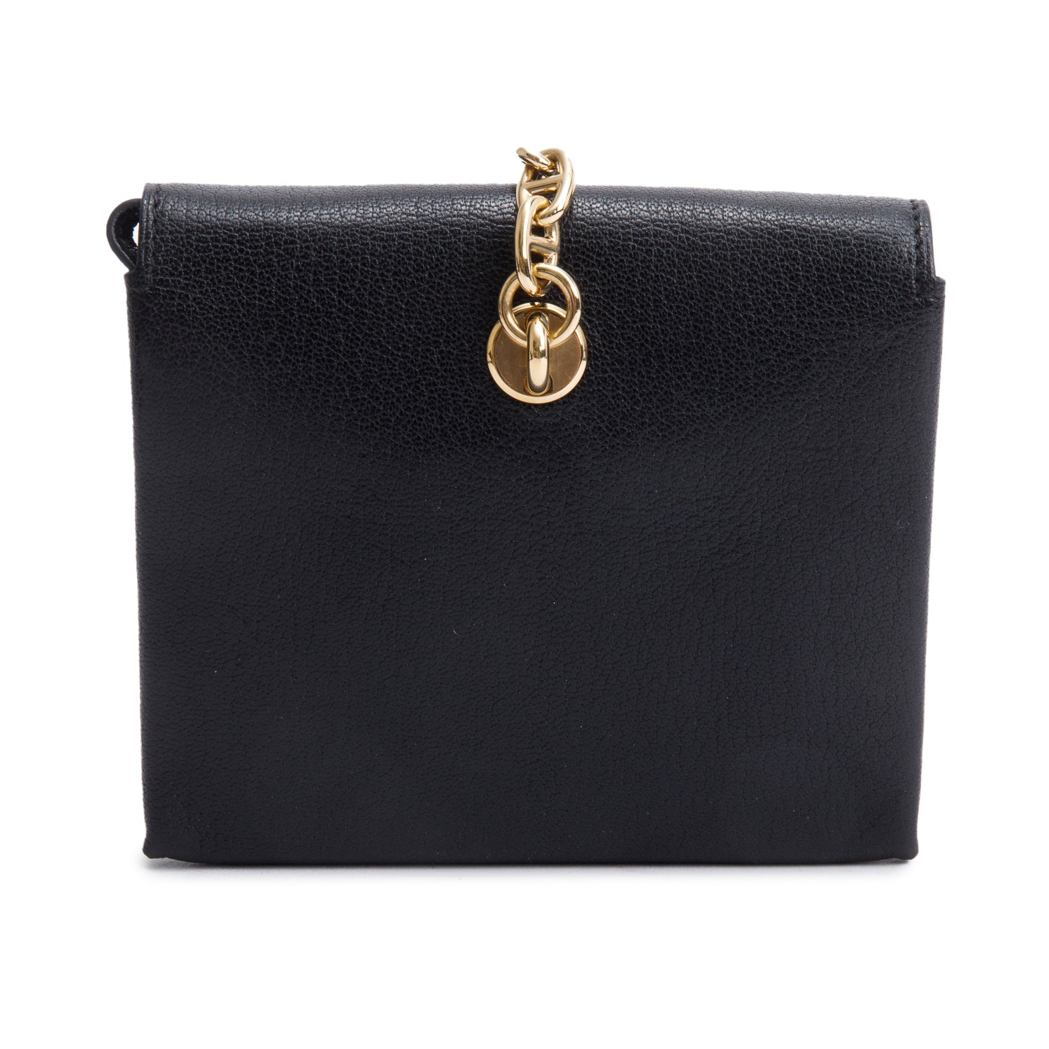 Hermes 2023 Noir Chevre Mysore Chaine d'Ancre Wallet with Strap