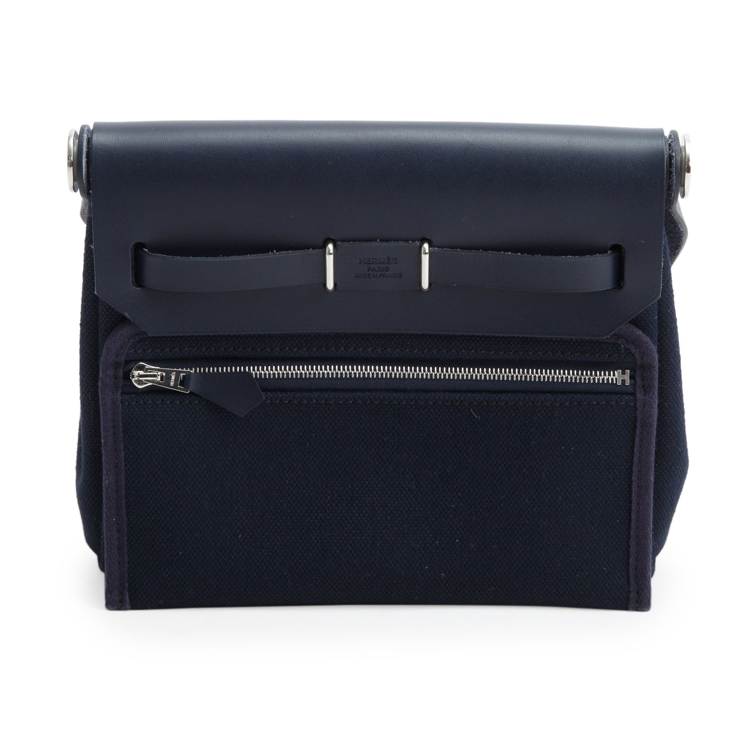 Hermes 2026 Bleu Nuit/Noir Military Toile Vache Hunter Herbag Zip Retourne 20