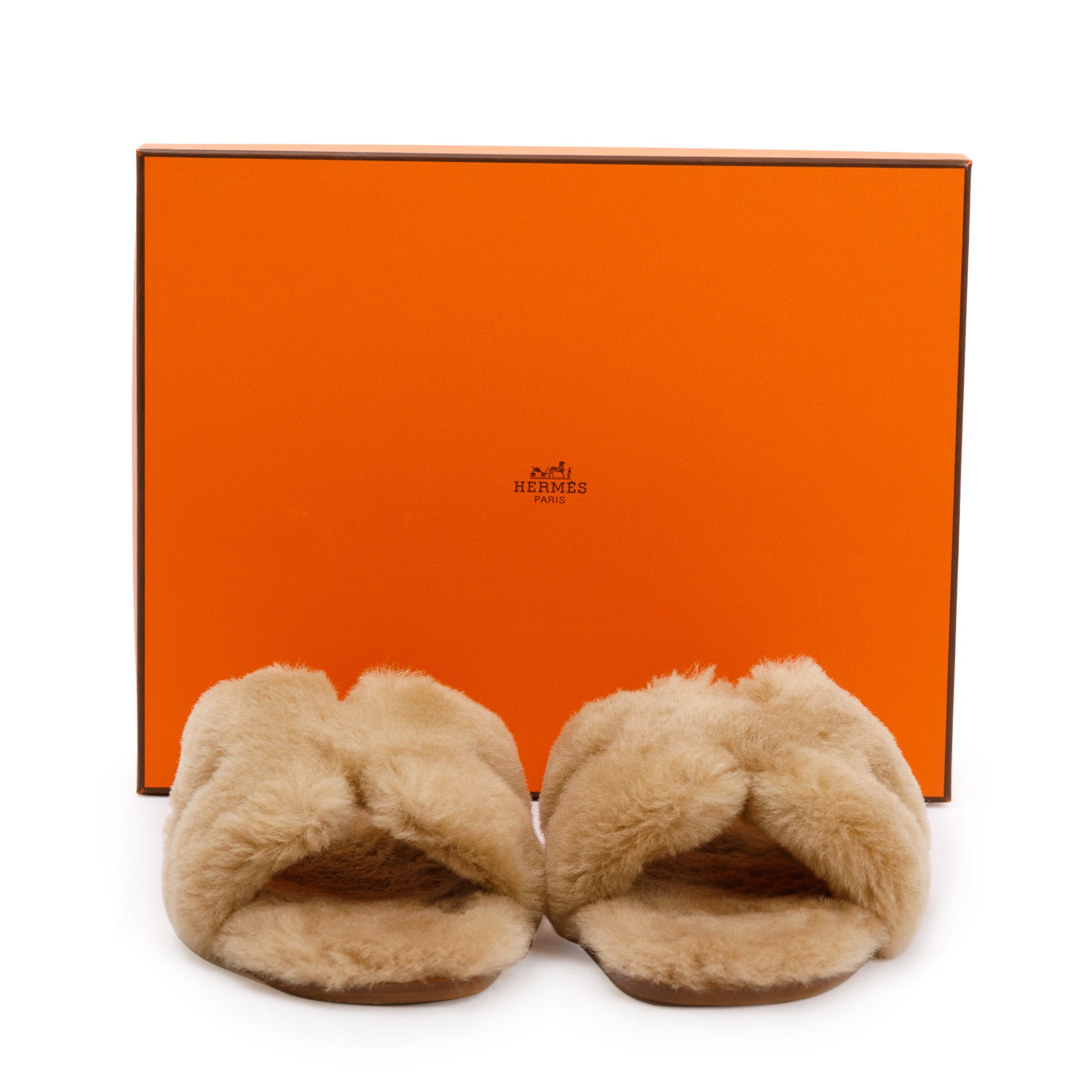 Hermes Beige Argile Peau Lainee Mer Oran Sandals, Size 40 w/ Box