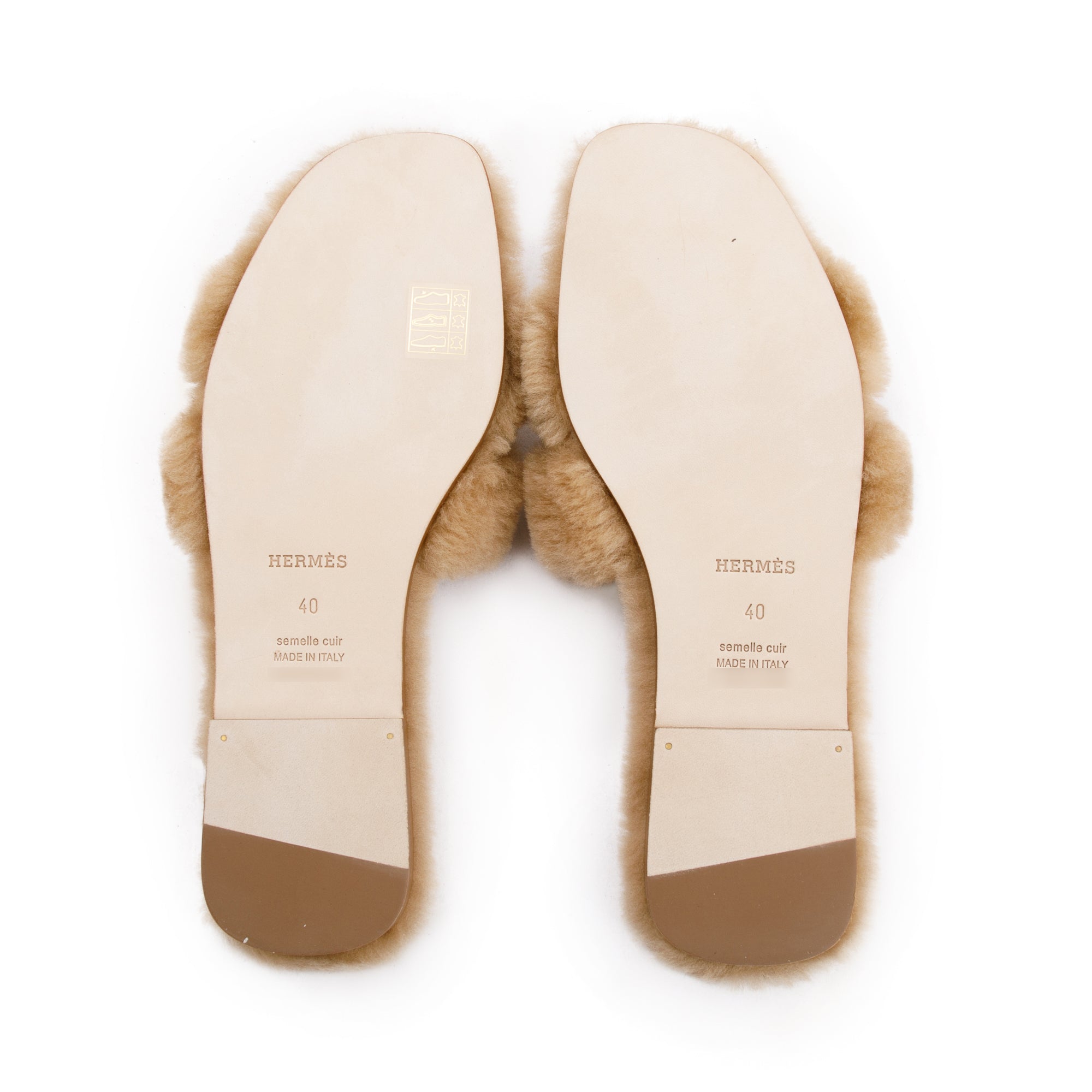 Hermes Beige Argile Peau Lainee Mer Oran Sandals, Size 40 w/ Box