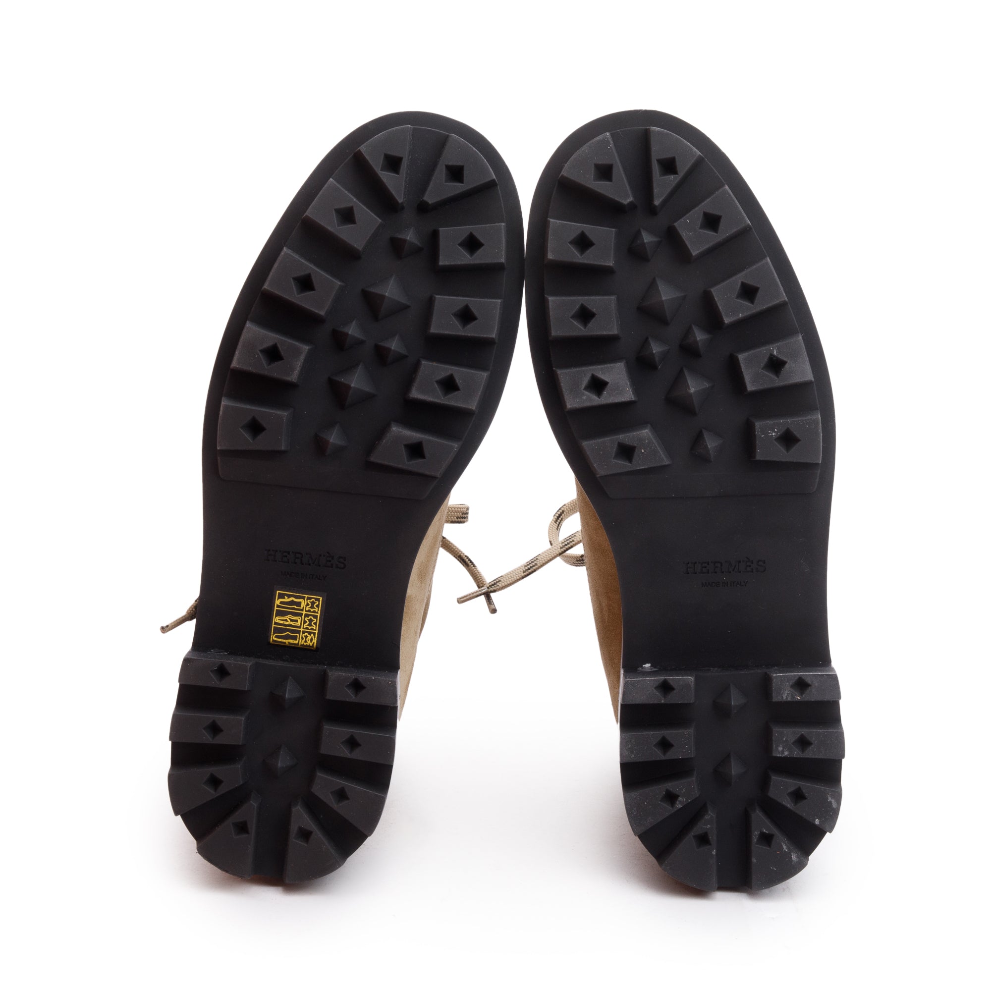 Hermes Beige Gobi/Noir Veau Velours Bottillons Fair Ankle Boots, Size 41 w/ Box