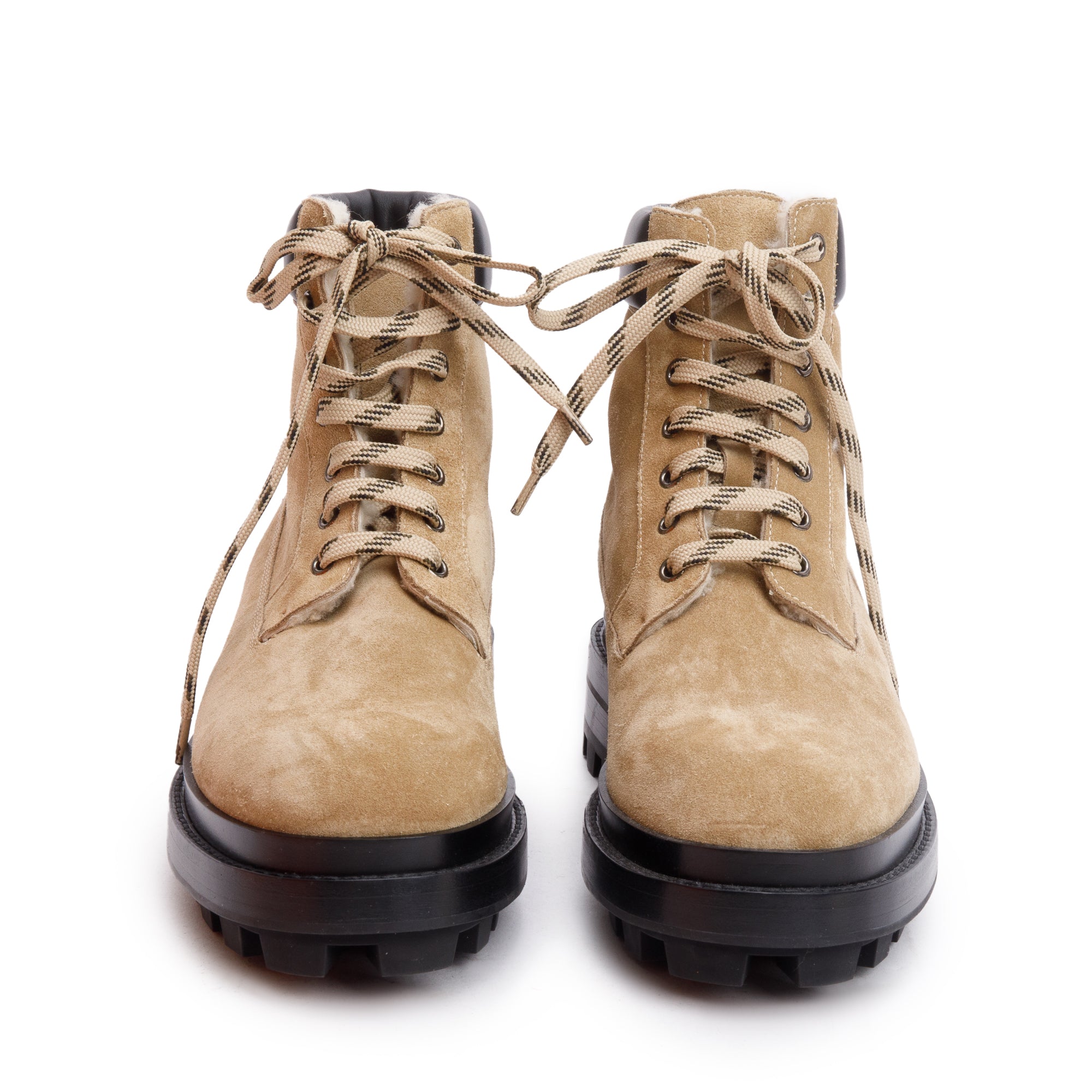 Hermes Beige Gobi/Noir Veau Velours Bottillons Fair Ankle Boots, Size 41 w/ Box