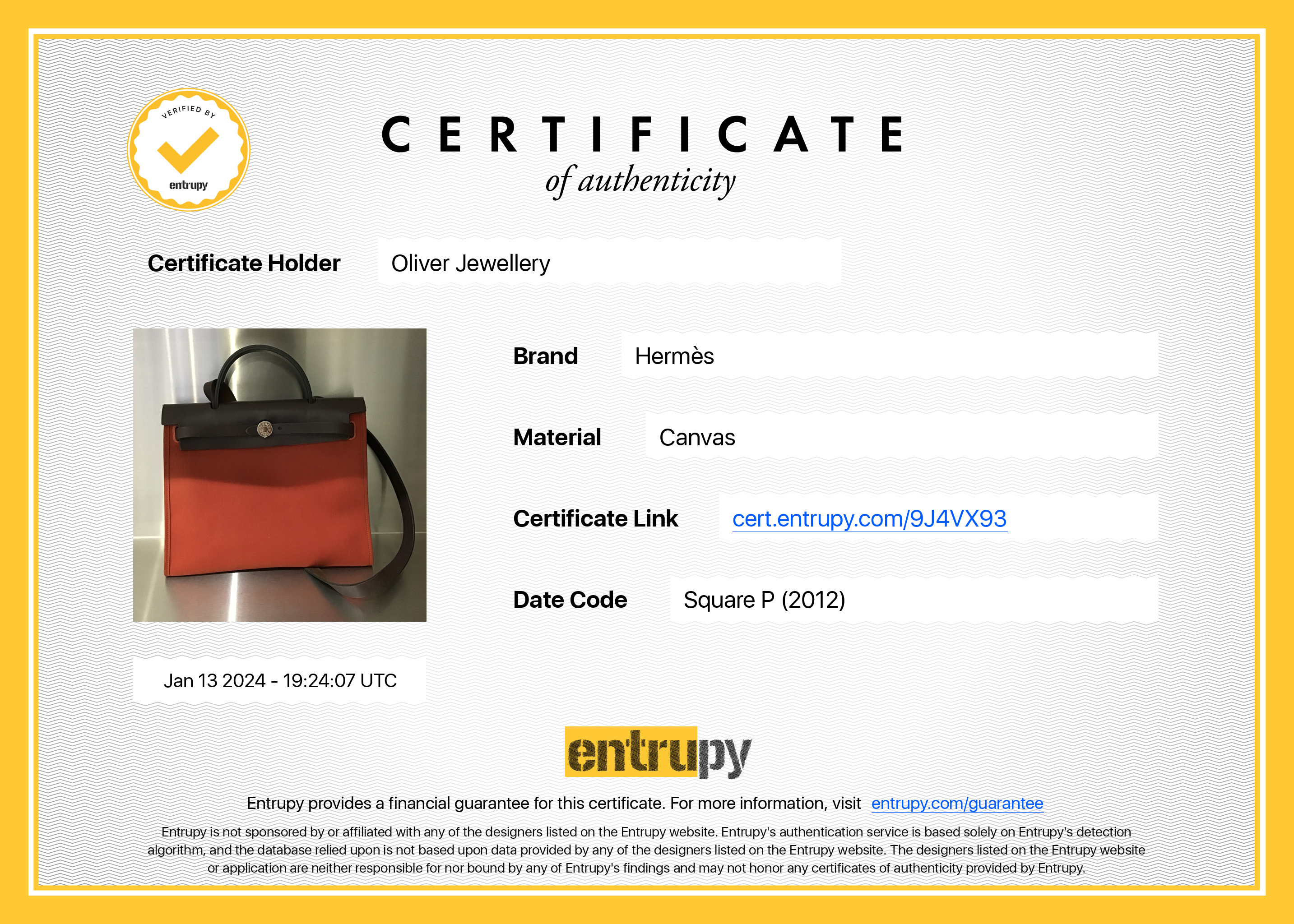 Hermes Beton Rouge Toile Militaire Vache Hunter Herbag Zip 31 w/ Pouch