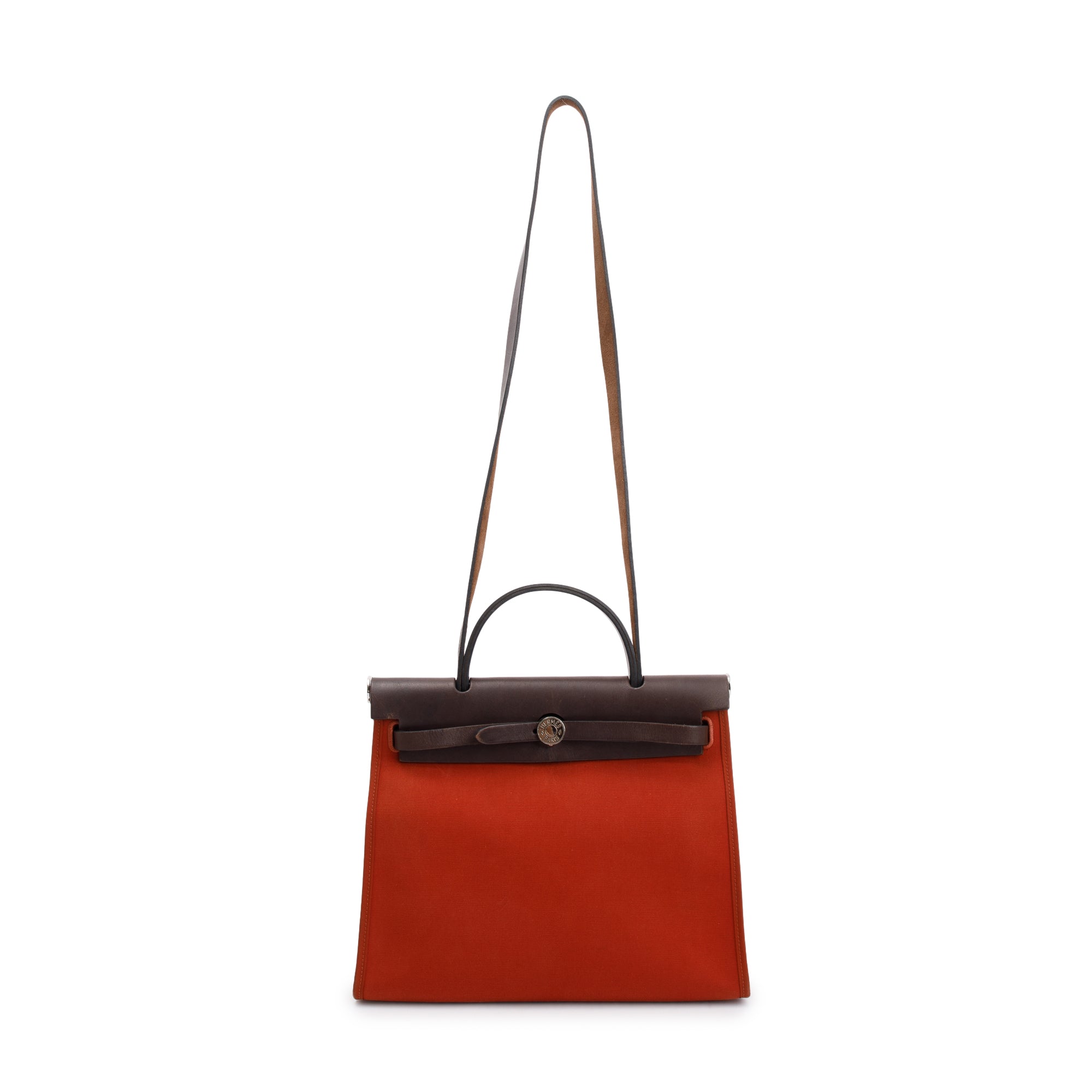 Hermes Beton Rouge Toile Militaire Vache Hunter Herbag Zip 31 w/ Pouch