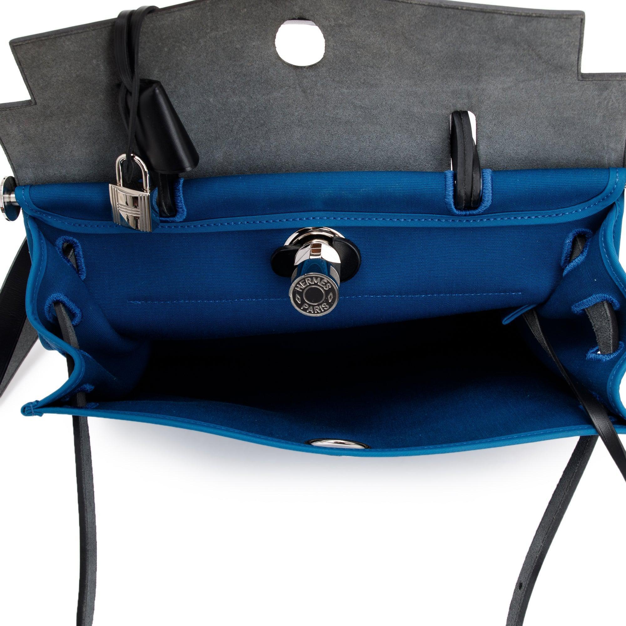 Hermes Black Blue De Malte Toile Vache Hunter Herbag Zip Retourne 31