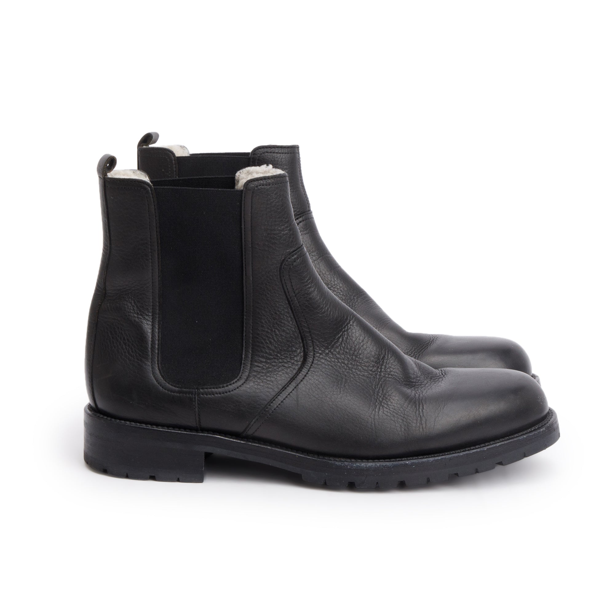 Hermes Black Calfskin Leather Chelsea Ankle Boots, Size 42.5