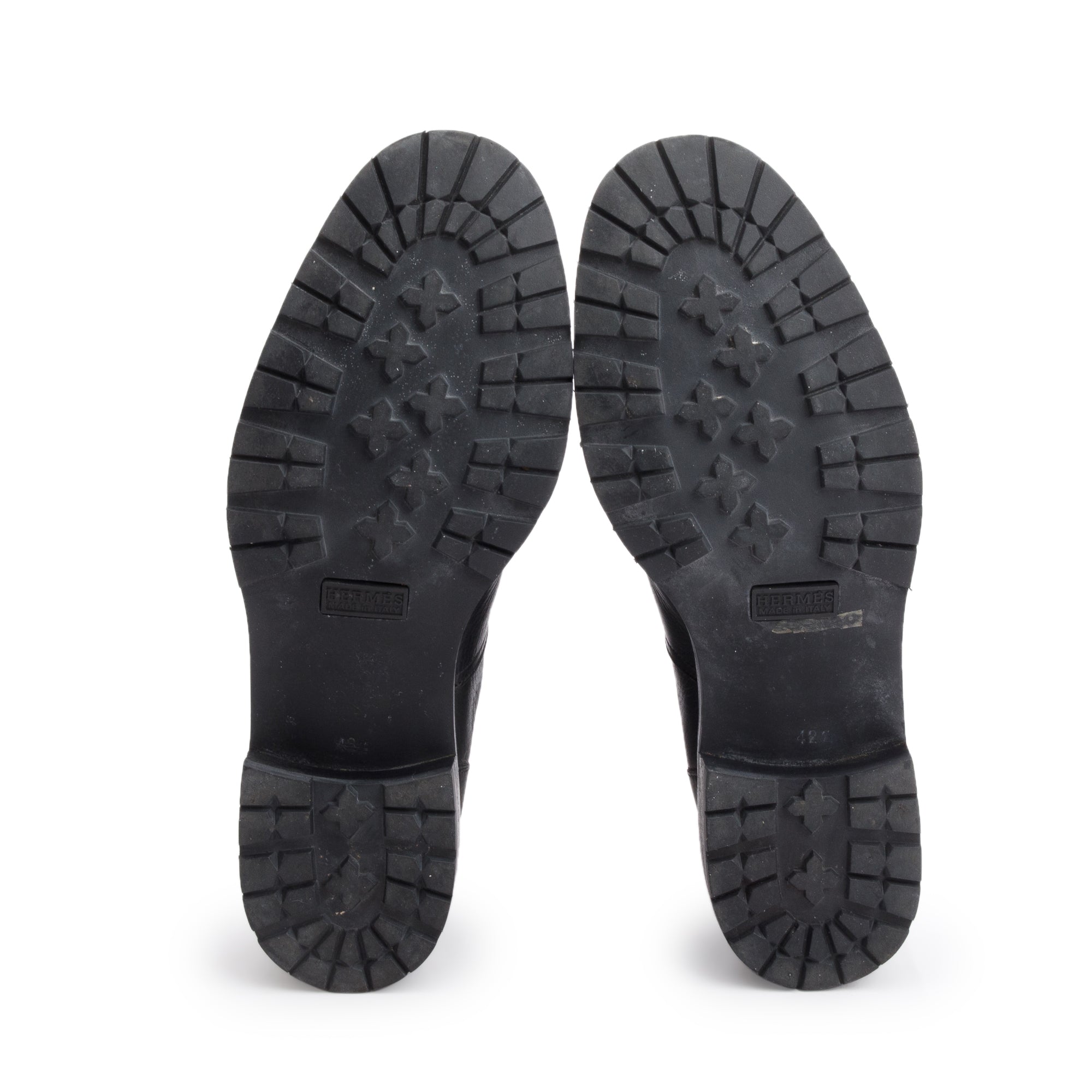 Hermes Black Calfskin Leather Chelsea Ankle Boots, Size 42.5