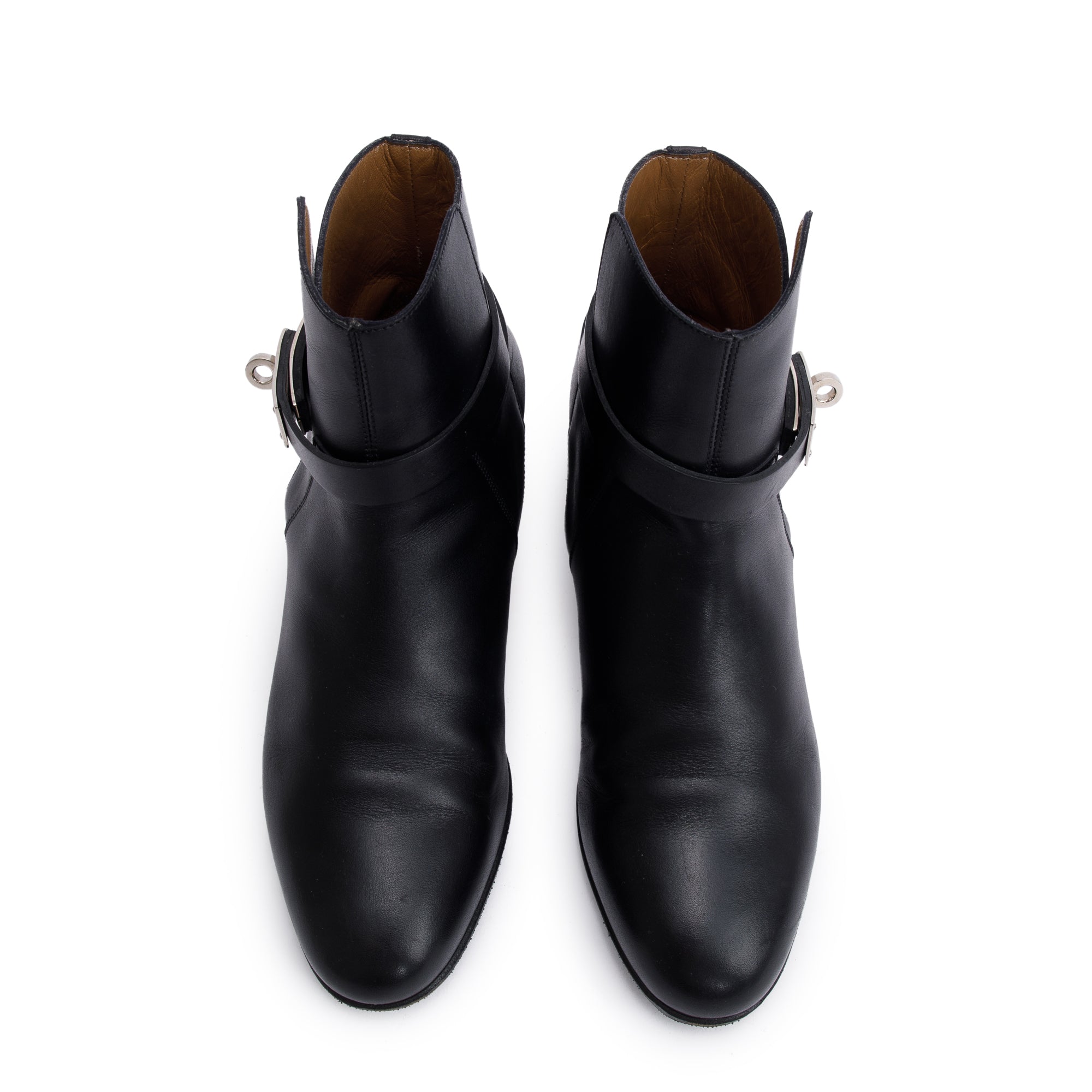 Hermes Black Calfskin Leather Neo Ankle Boots, Size 35