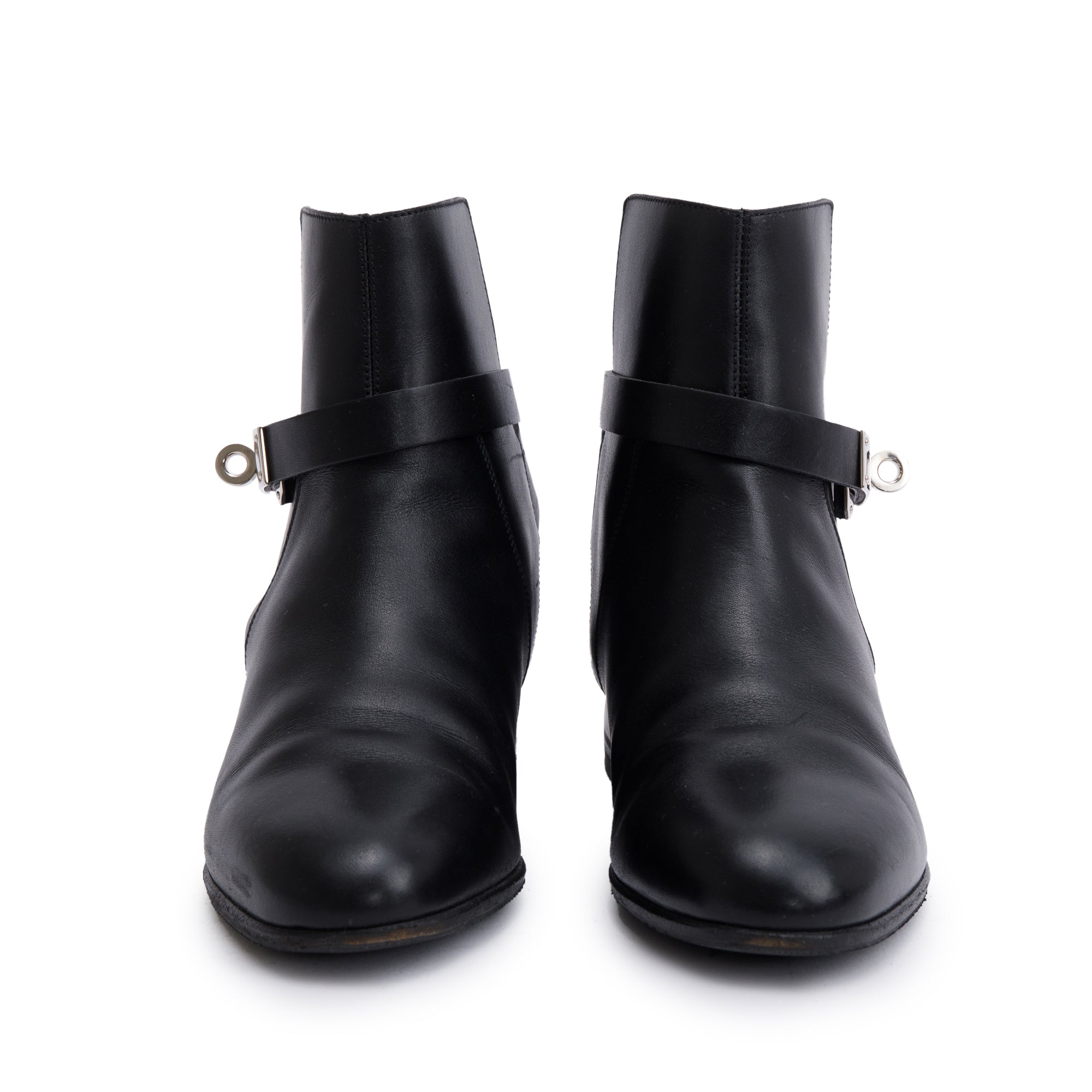 Hermes Black Calfskin Leather Neo Ankle Boots, Size 35