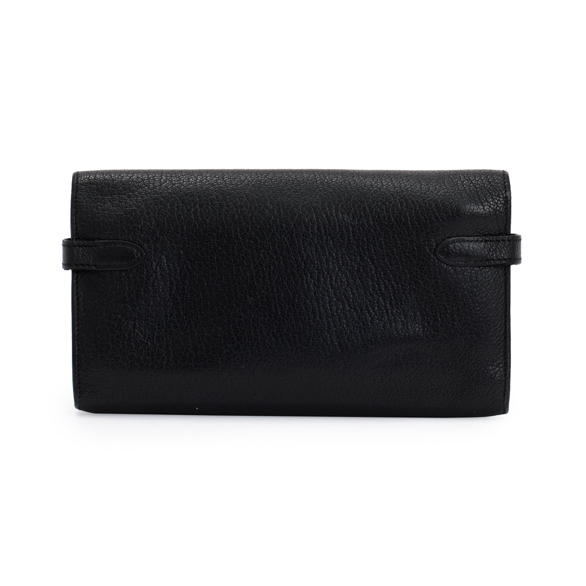 Hermes Black Chevre Mysore Goatskin Classic Kelly Longue Wallet