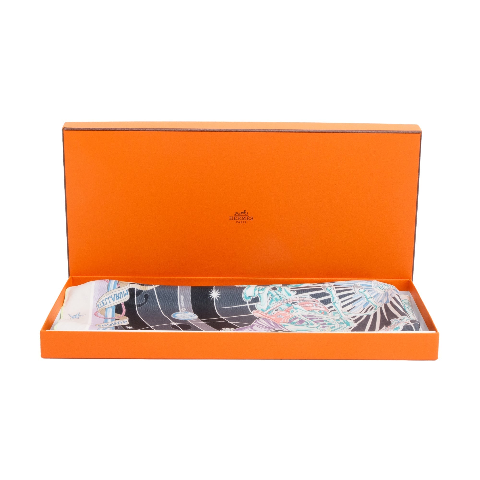 Hermes Black 'Chorus Stellarum' Silk Scarf 70 w/ Box