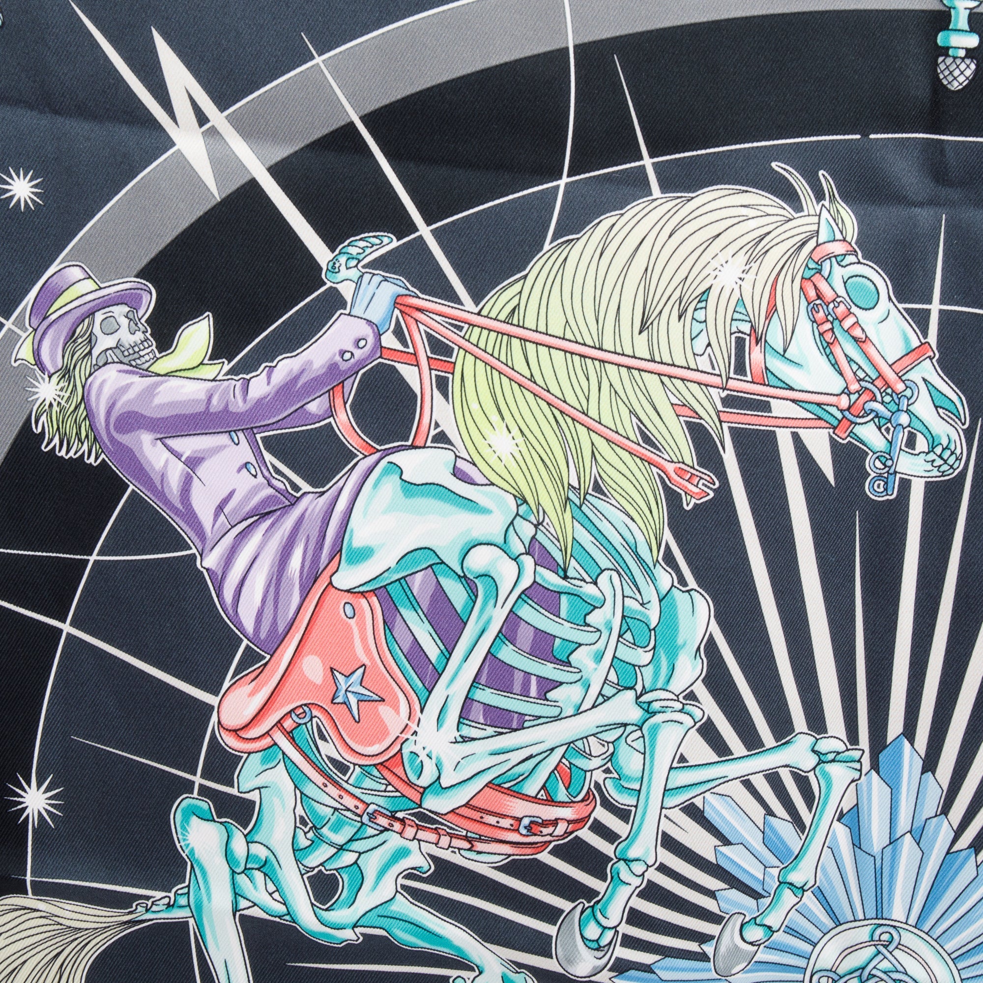 Hermes Black 'Chorus Stellarum' Silk Scarf 70 w/ Box