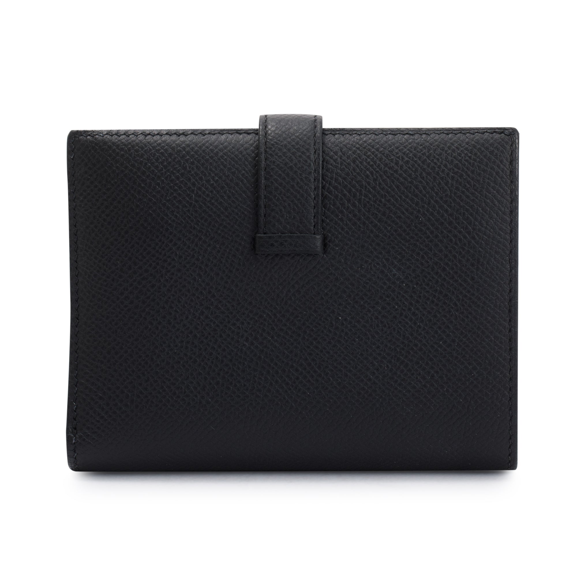 Hermes Black Epsom Leather Bearn Compact Wallet