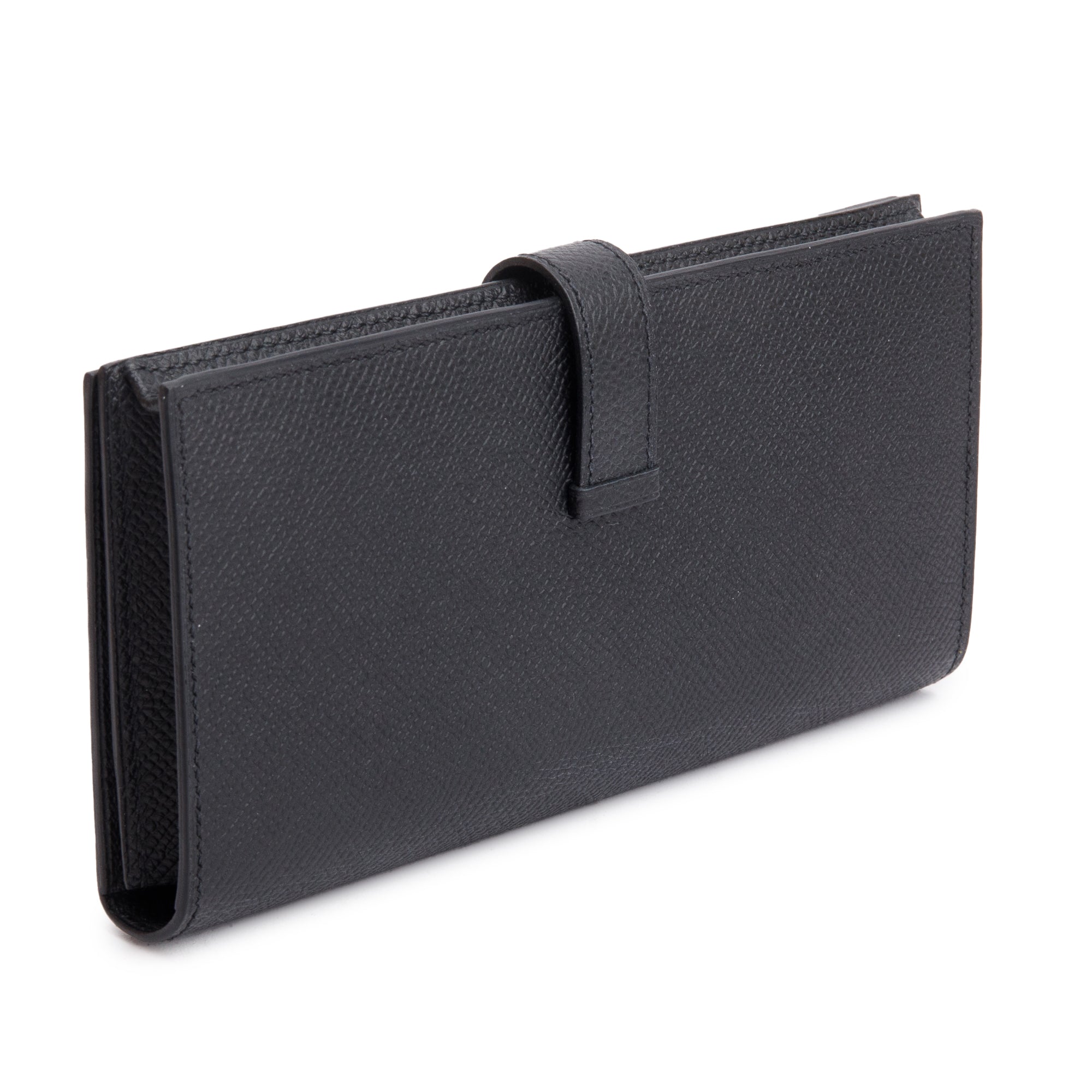 Hermes Black Epsom Leather Bearn Gusset Wallet
