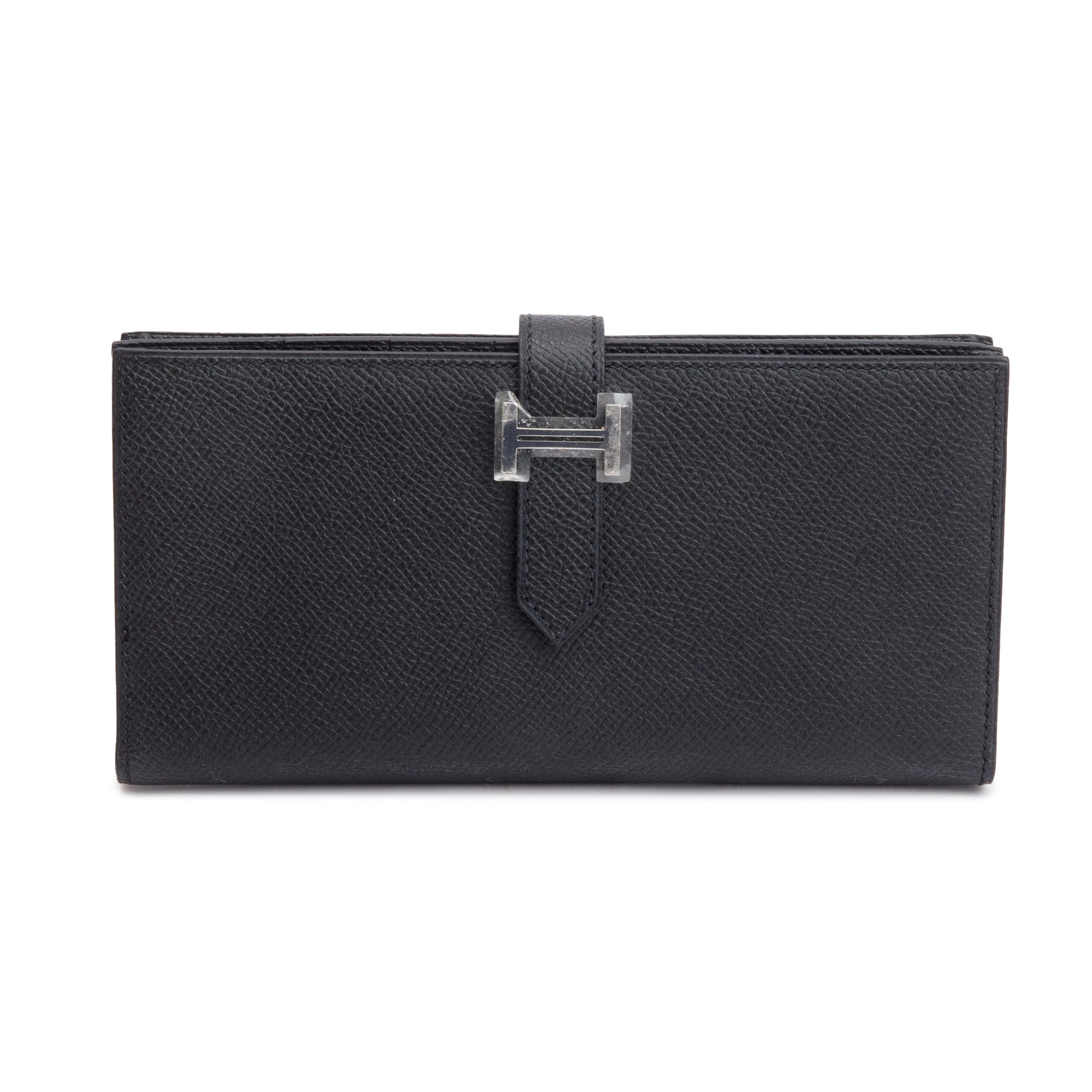 Hermes Black Epsom Leather Bearn Gusset Wallet