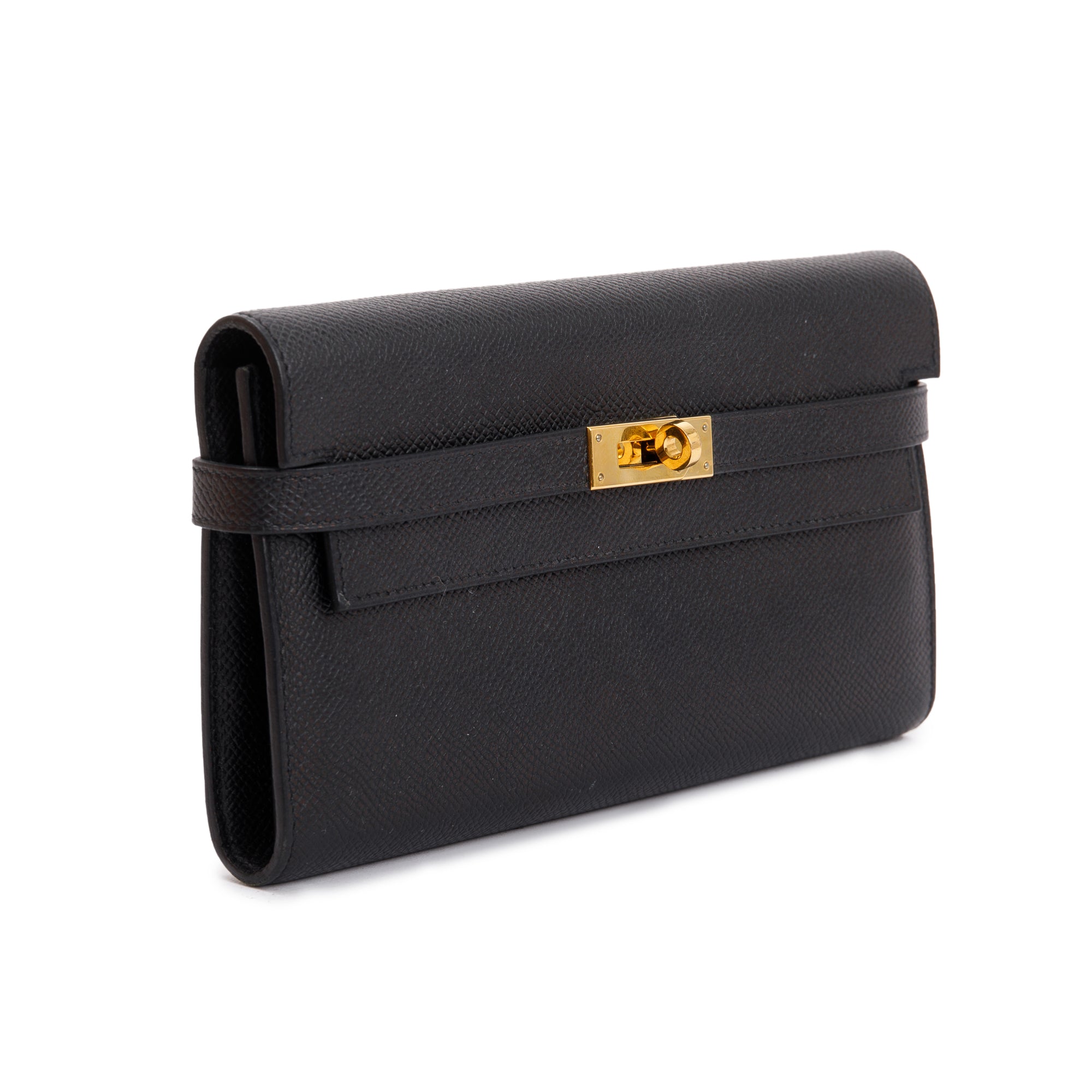 Hermes Black Epsom Leather Classic Kelly Longue Wallet w/ Box